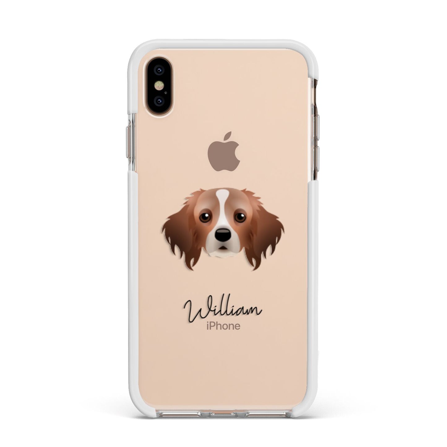 Cavapom Personalised Apple iPhone Xs Max Impact Case White Edge on Gold Phone