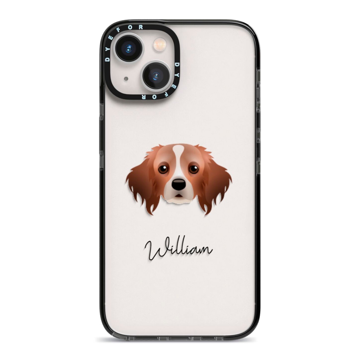 Cavapom Personalised iPhone 13 Black Impact Case on Silver phone