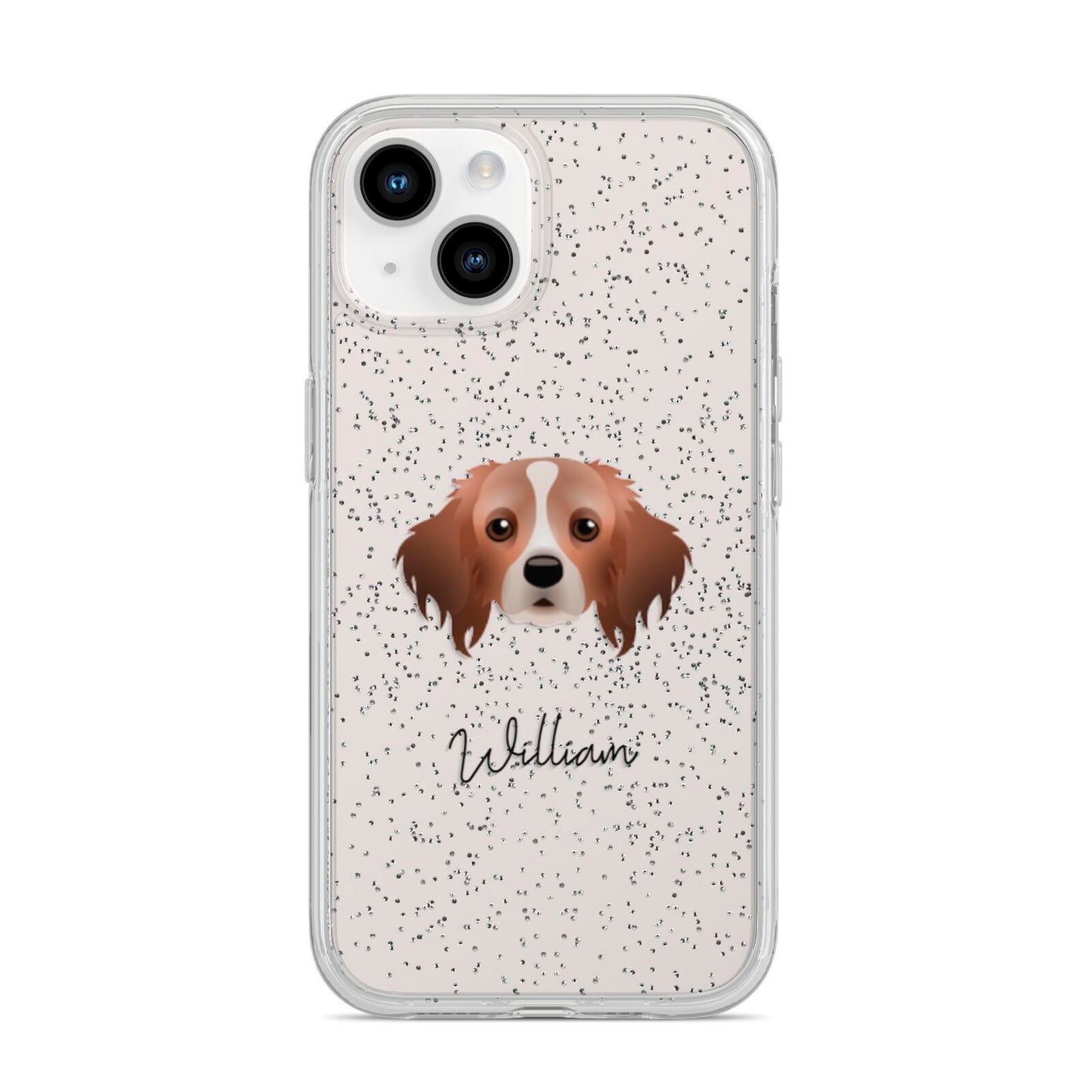 Cavapom Personalised iPhone 14 Glitter Tough Case Starlight