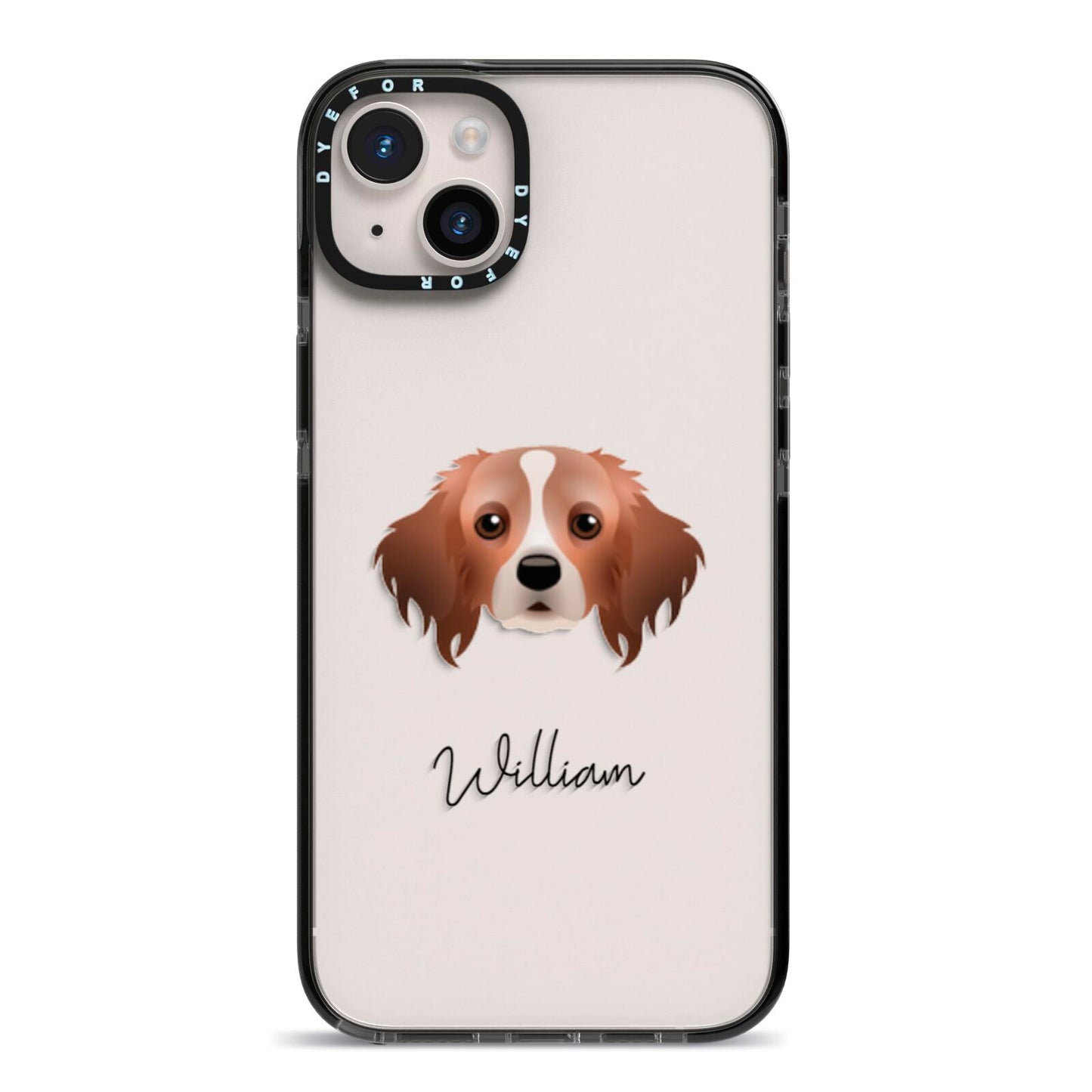 Cavapom Personalised iPhone 14 Plus Black Impact Case on Silver phone