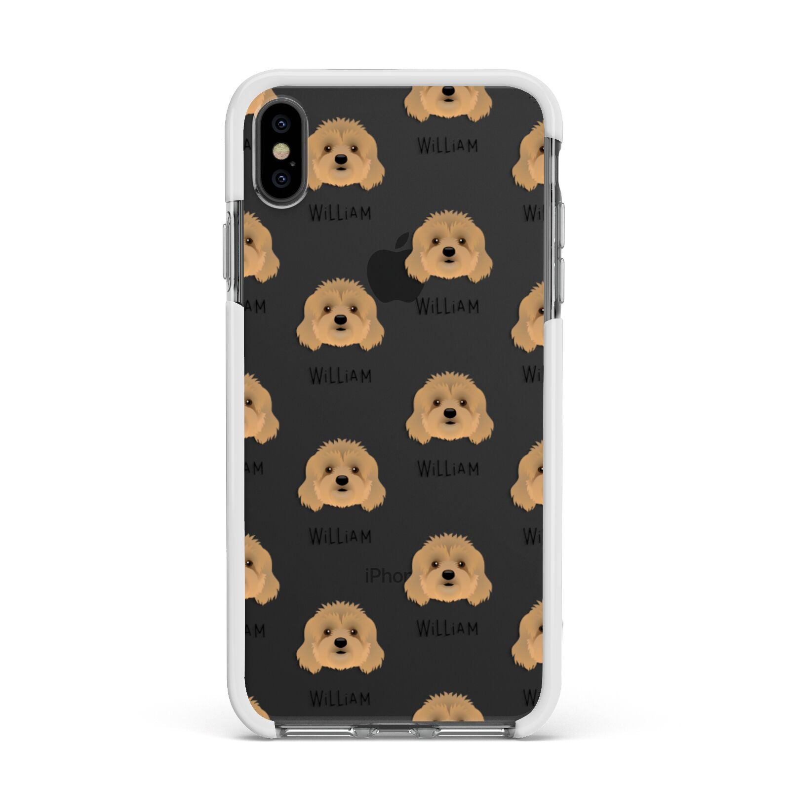 Cavapoo Icon with Name Apple iPhone Xs Max Impact Case White Edge on Black Phone