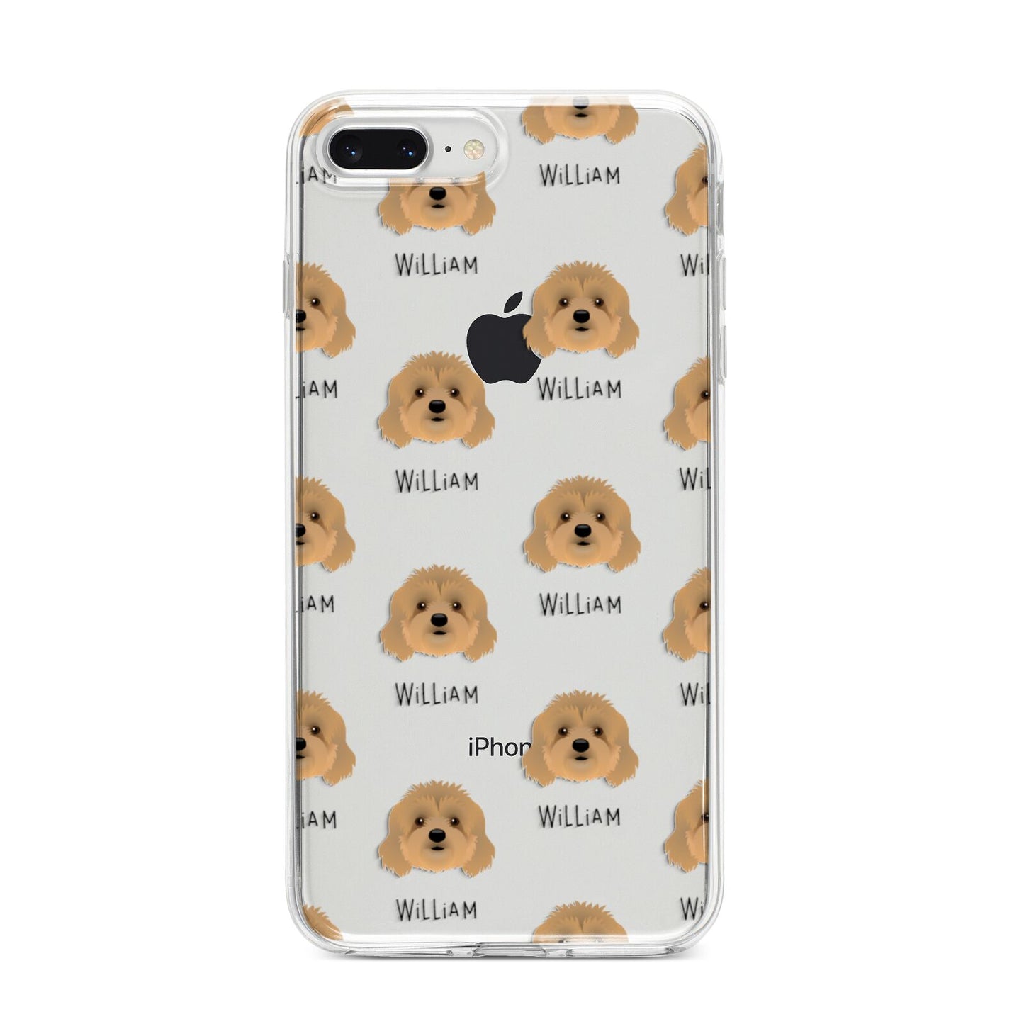 Cavapoo Icon with Name iPhone 8 Plus Bumper Case on Silver iPhone