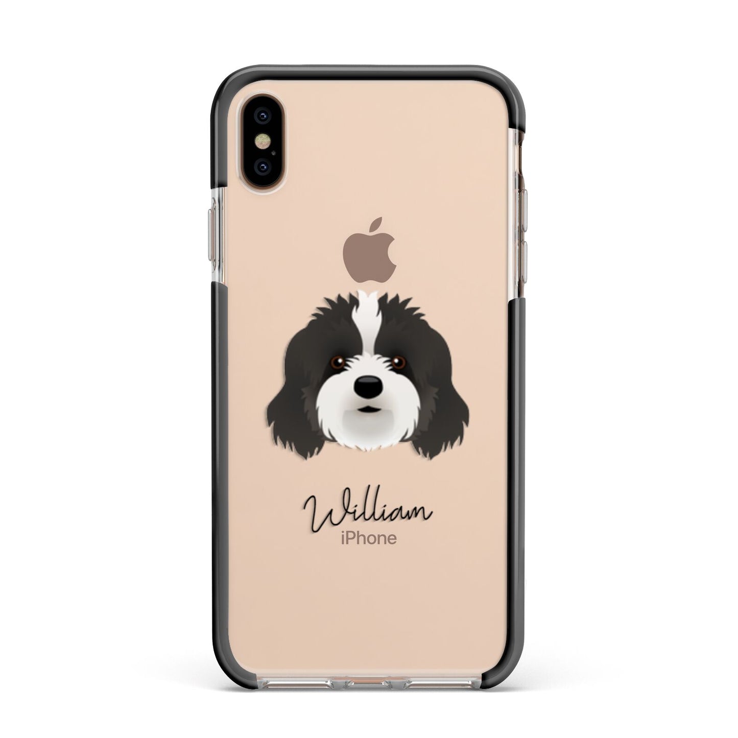 Cavapoo Personalised Apple iPhone Xs Max Impact Case Black Edge on Gold Phone