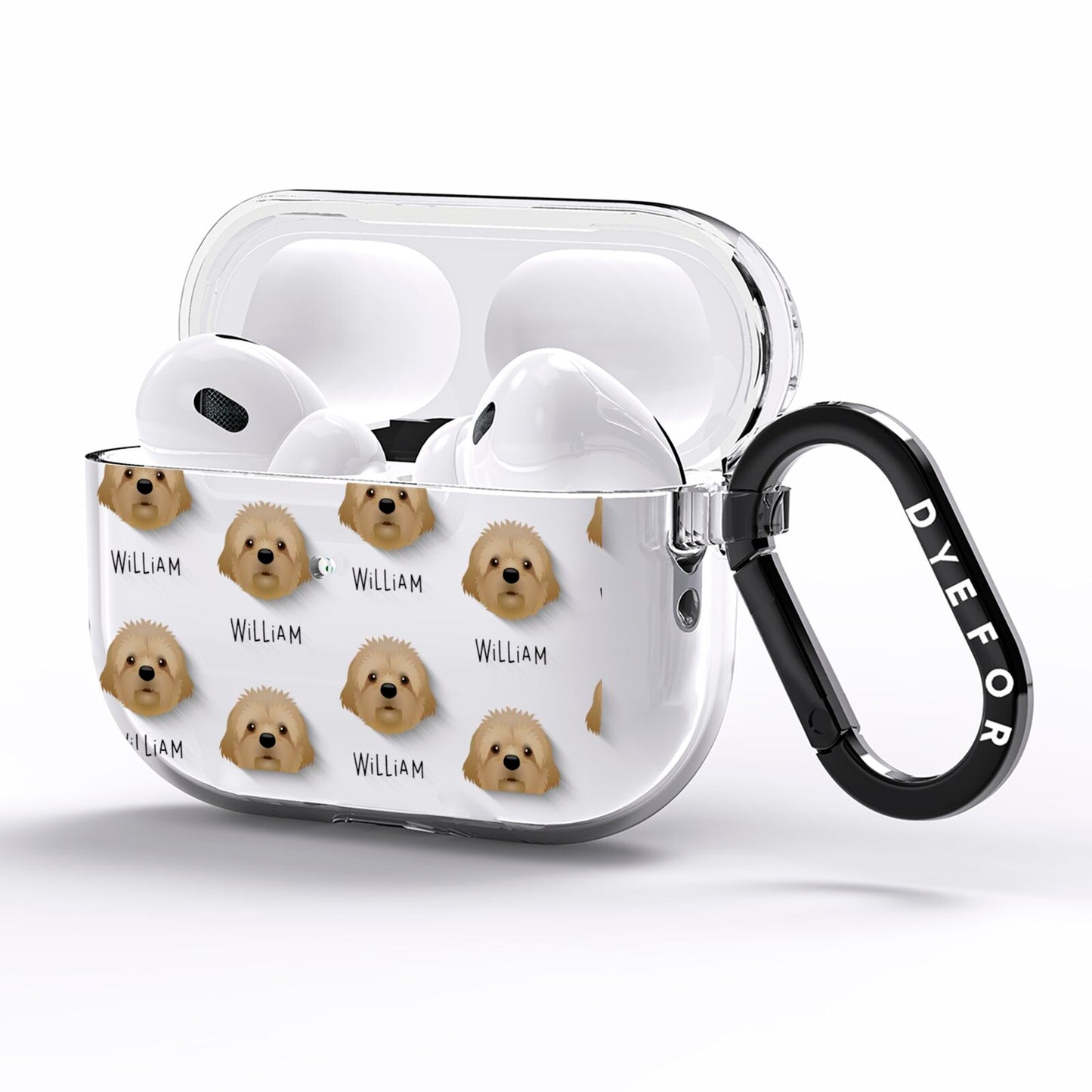 Cavapoochon Icon with Name AirPods Pro Clear Case Side Image