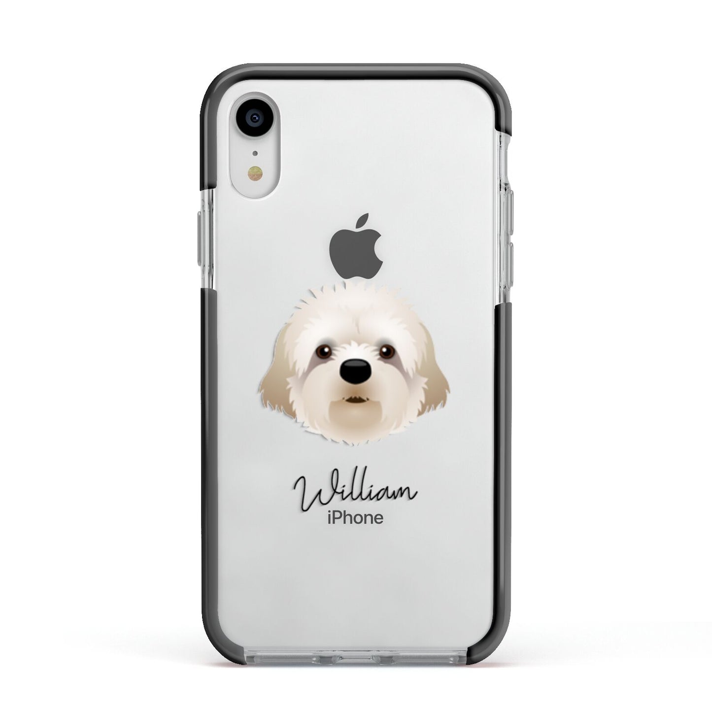 Cavapoochon Personalised Apple iPhone XR Impact Case Black Edge on Silver Phone