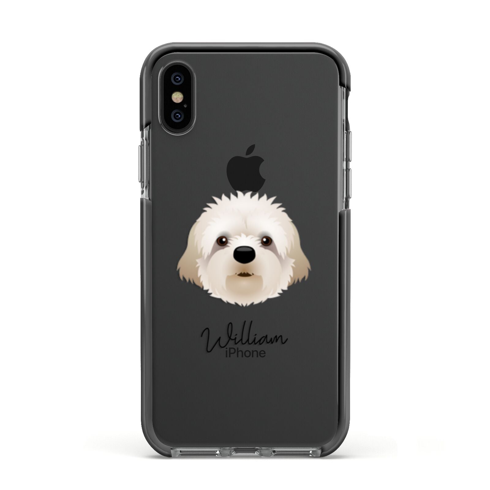 Cavapoochon Personalised Apple iPhone Xs Impact Case Black Edge on Black Phone