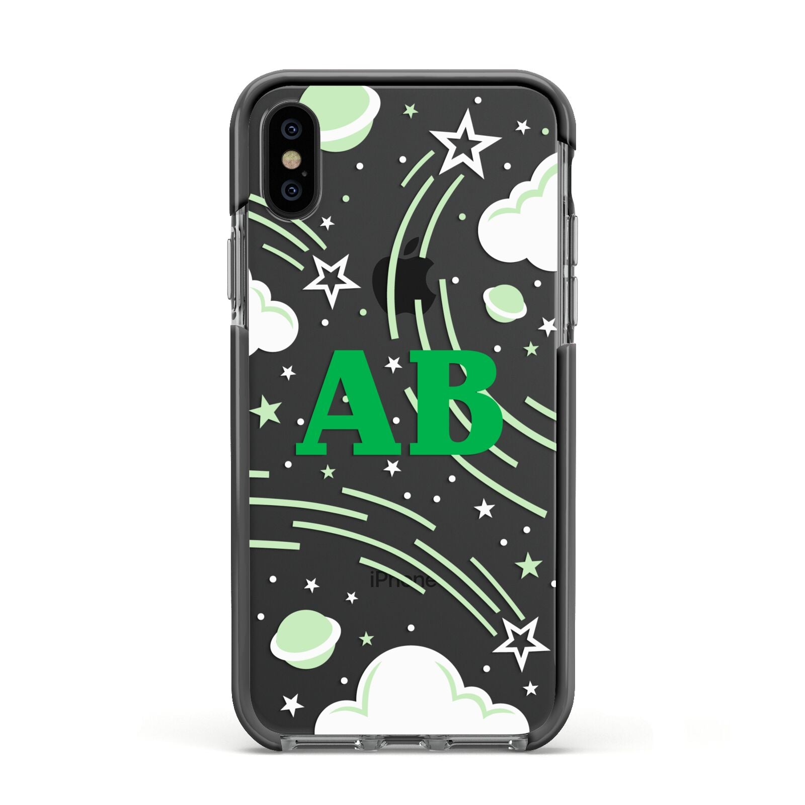 Celestial Apple iPhone Xs Impact Case Black Edge on Black Phone