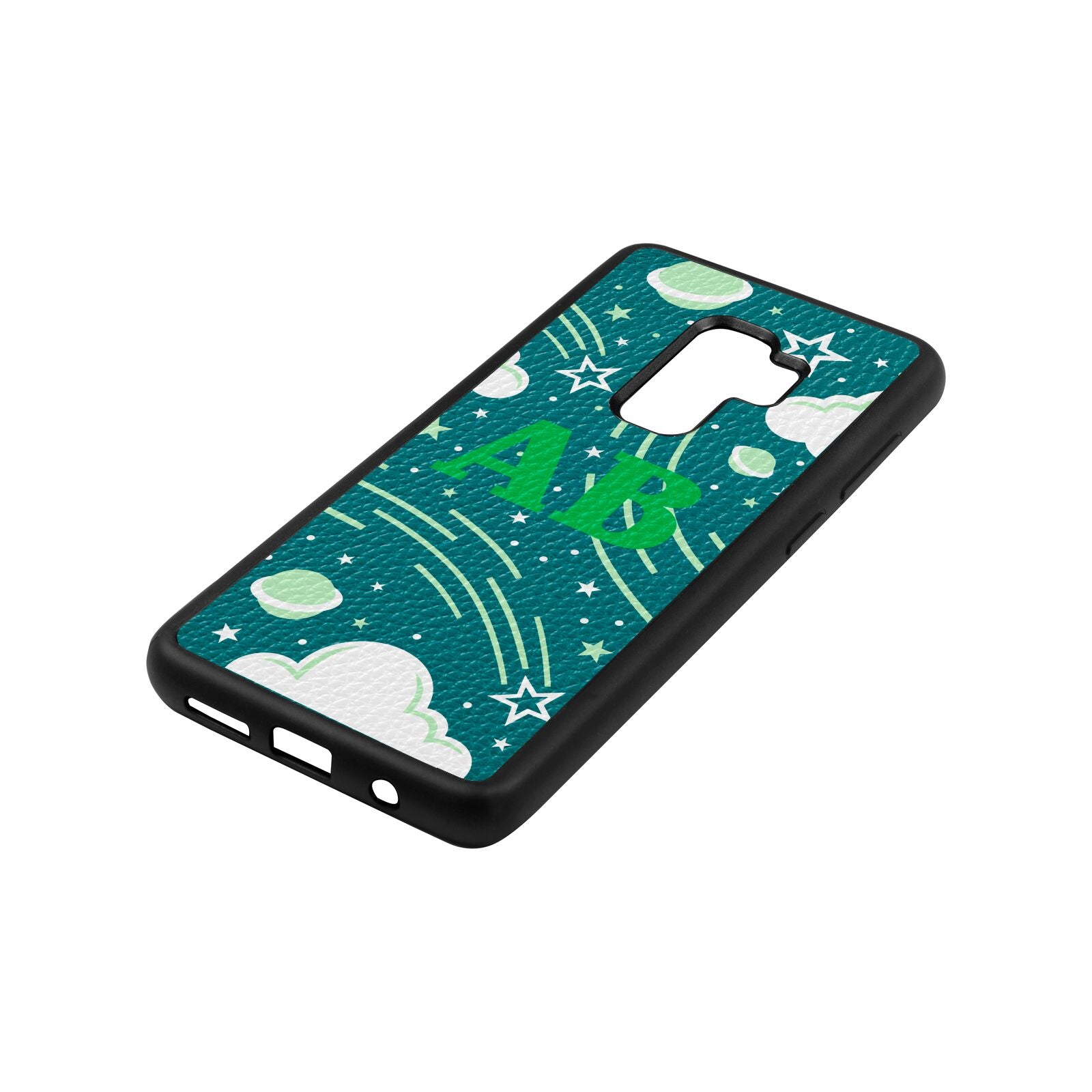 Celestial Green Pebble Leather Samsung S9 Plus Case Side Angle