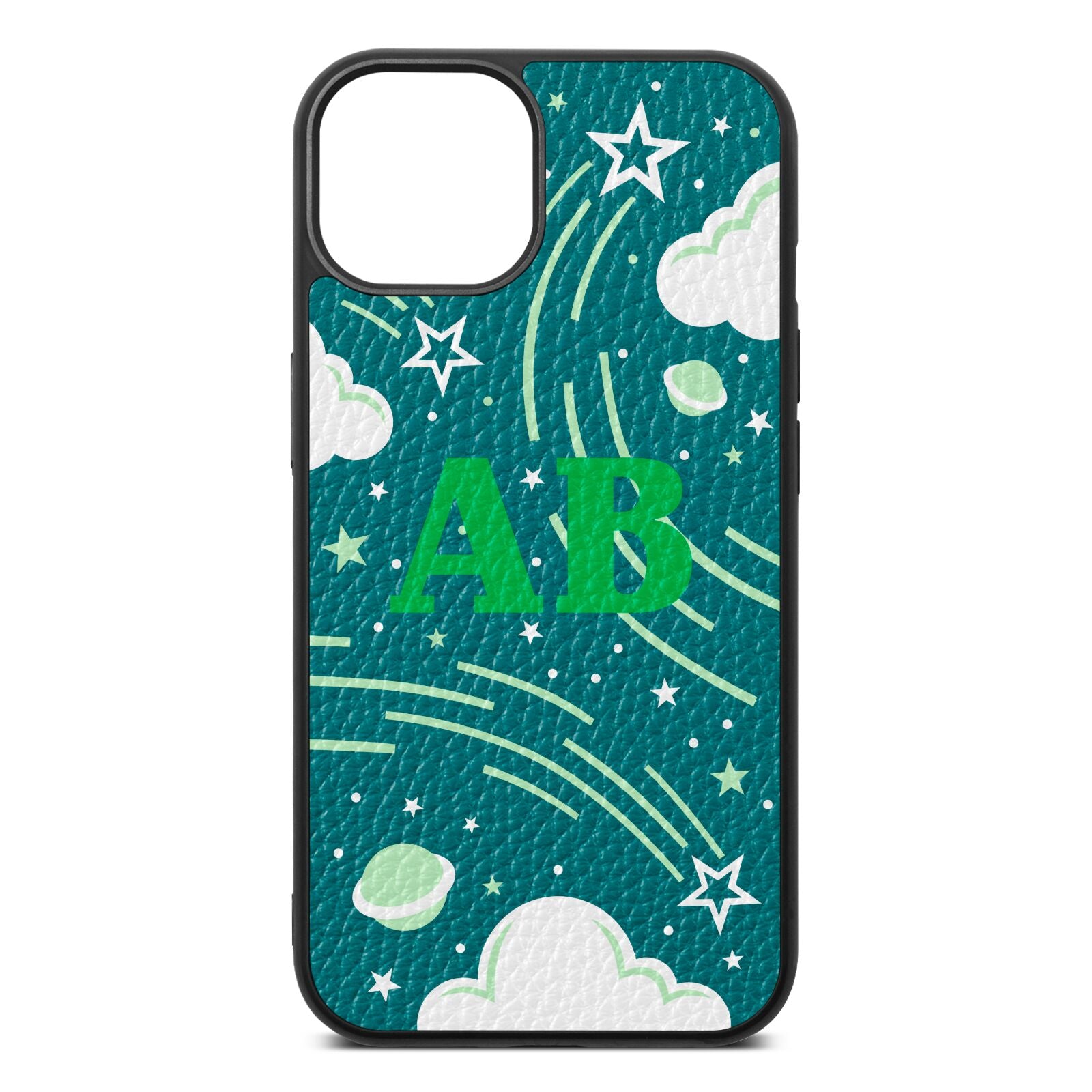 Celestial Green Pebble Leather iPhone 13 Case