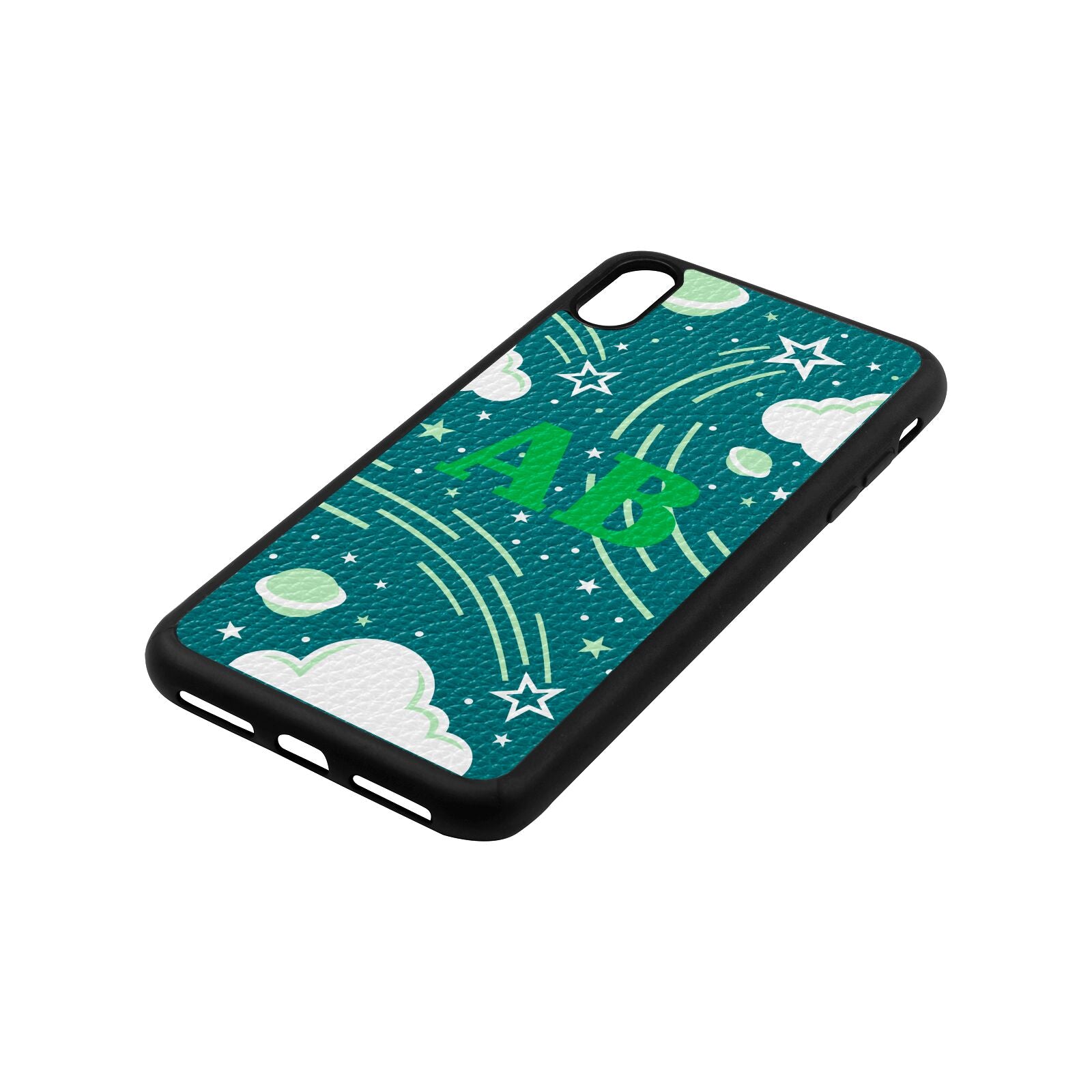 Celestial Green Pebble Leather iPhone Xs Max Case Side Angle