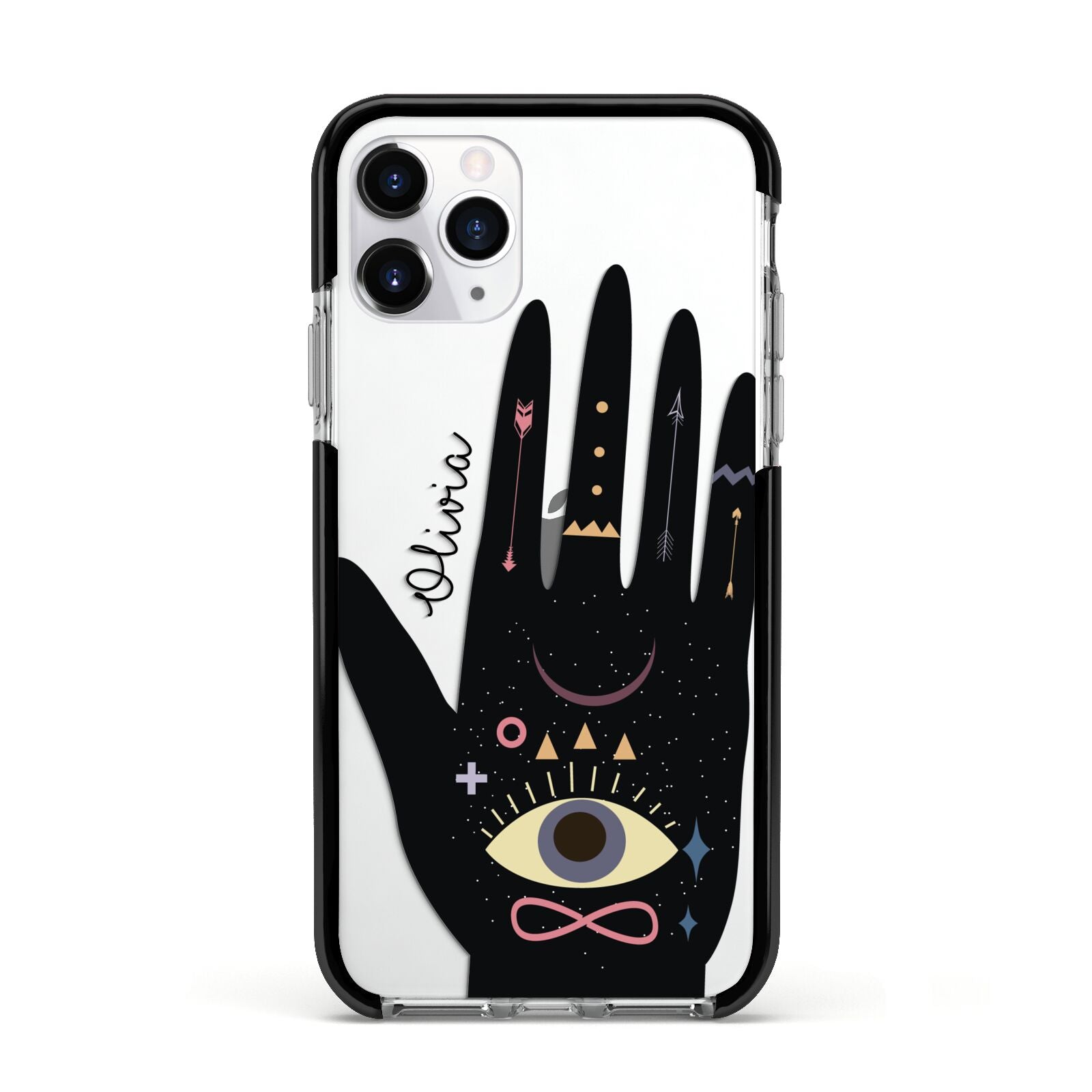 Celestial Hand with Text Apple iPhone 11 Pro in Silver with Black Impact Case