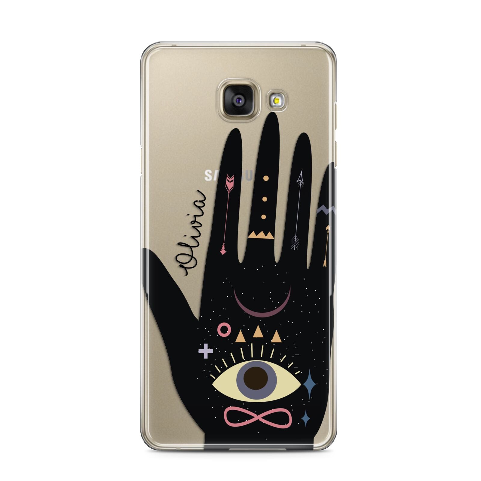 Celestial Hand with Text Samsung Galaxy A3 2016 Case on gold phone