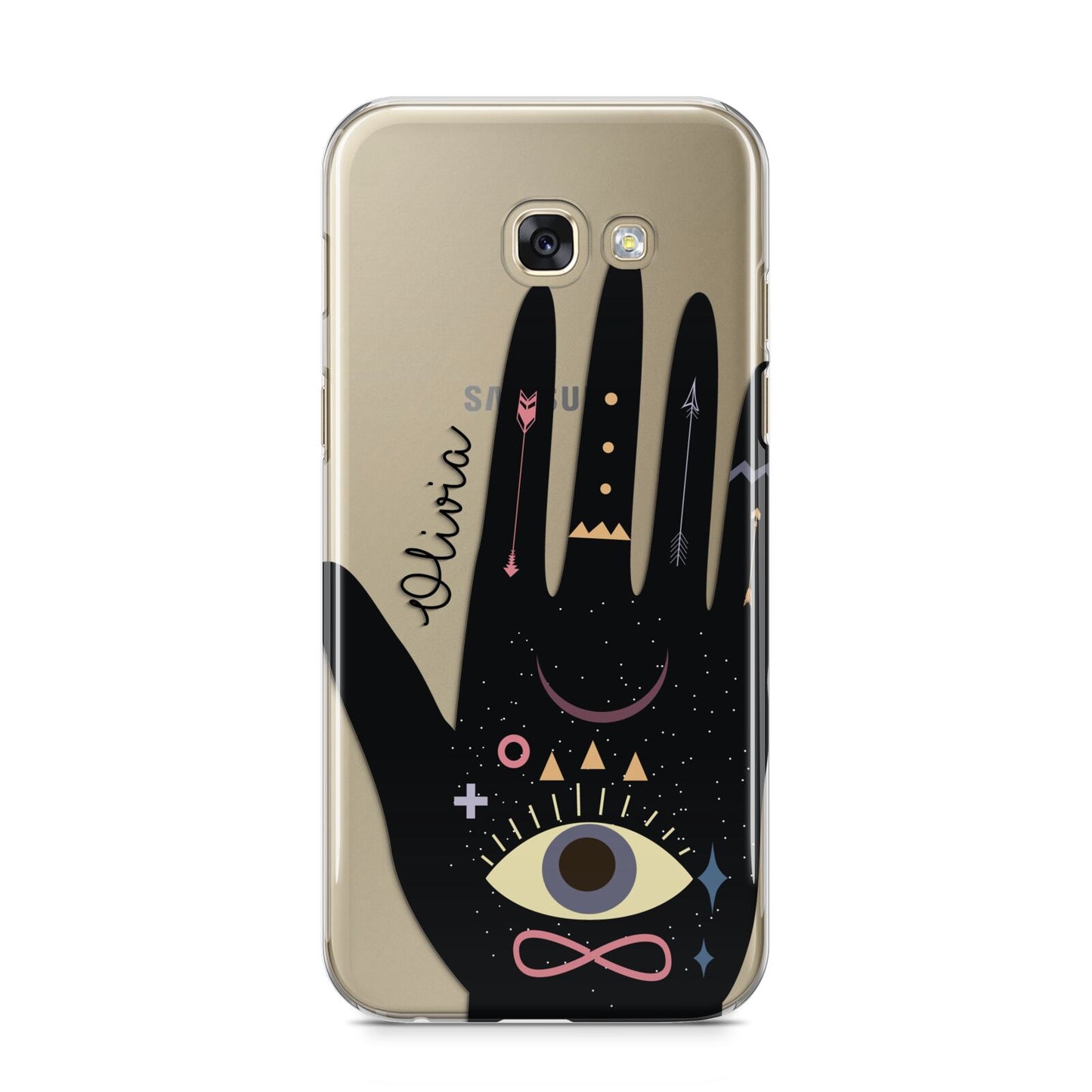 Celestial Hand with Text Samsung Galaxy A5 2017 Case on gold phone