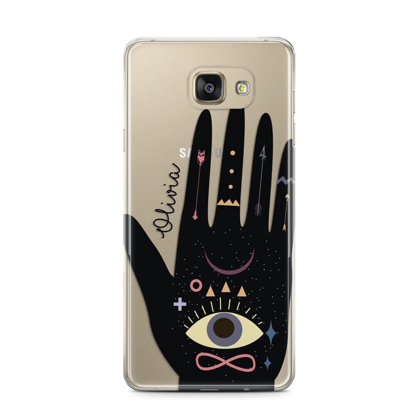 Celestial Hand with Text Samsung Galaxy A7 2016 Case on gold phone