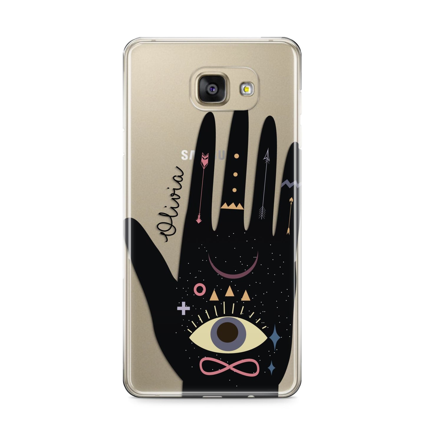 Celestial Hand with Text Samsung Galaxy A9 2016 Case on gold phone