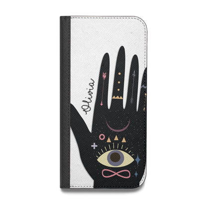 Celestial Hand with Text Vegan Leather Flip iPhone Case