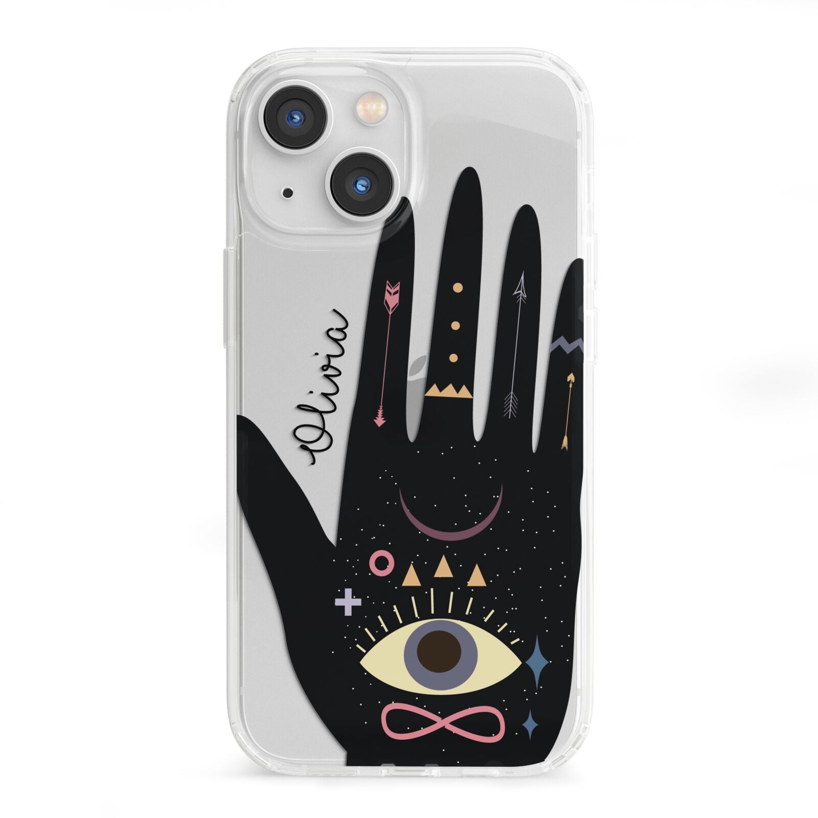 Celestial Hand with Text iPhone 13 Mini Clear Bumper Case