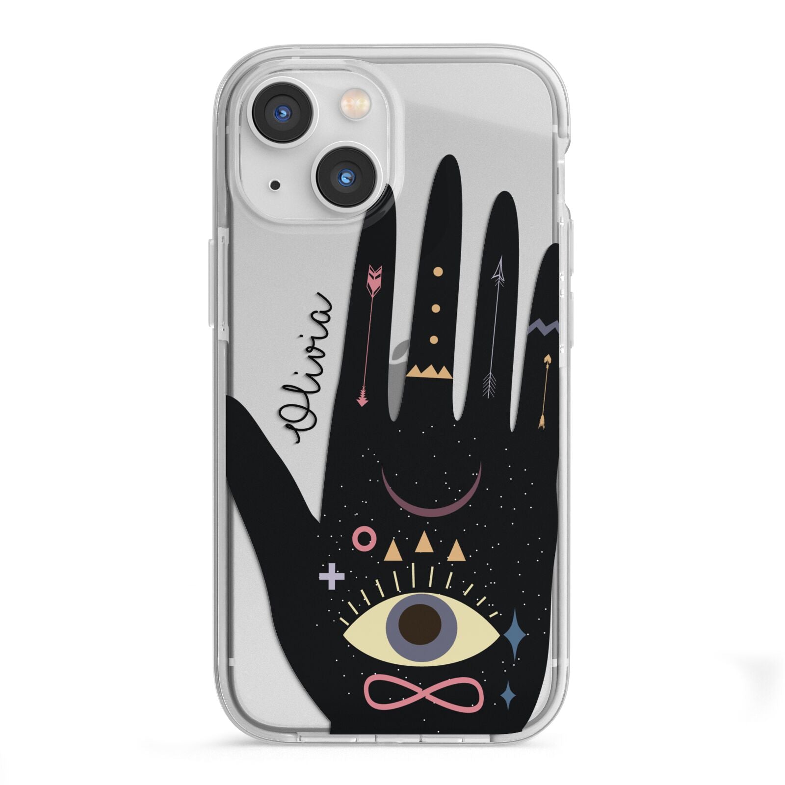 Celestial Hand with Text iPhone 13 Mini TPU Impact Case with White Edges