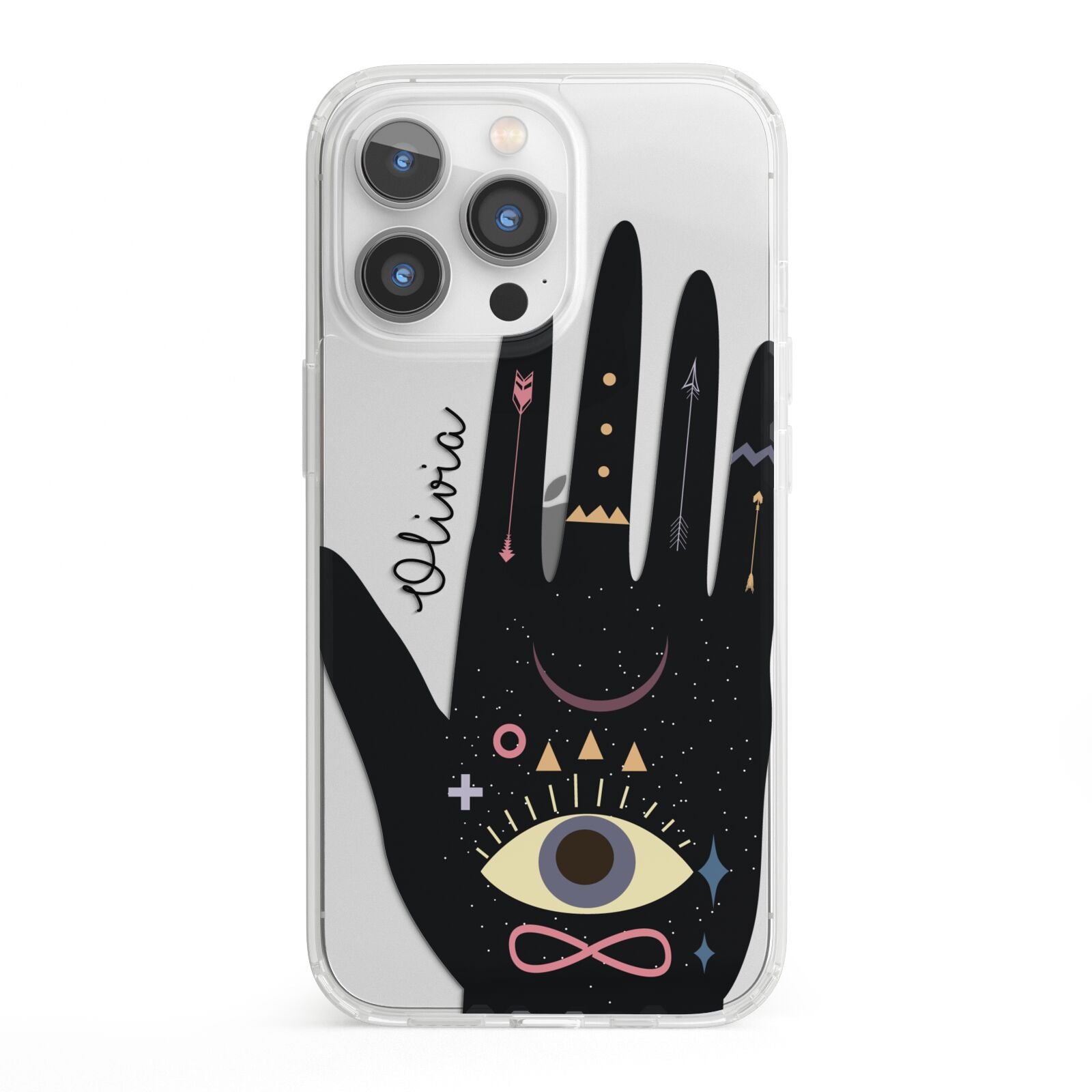 Celestial Hand with Text iPhone 13 Pro Clear Bumper Case