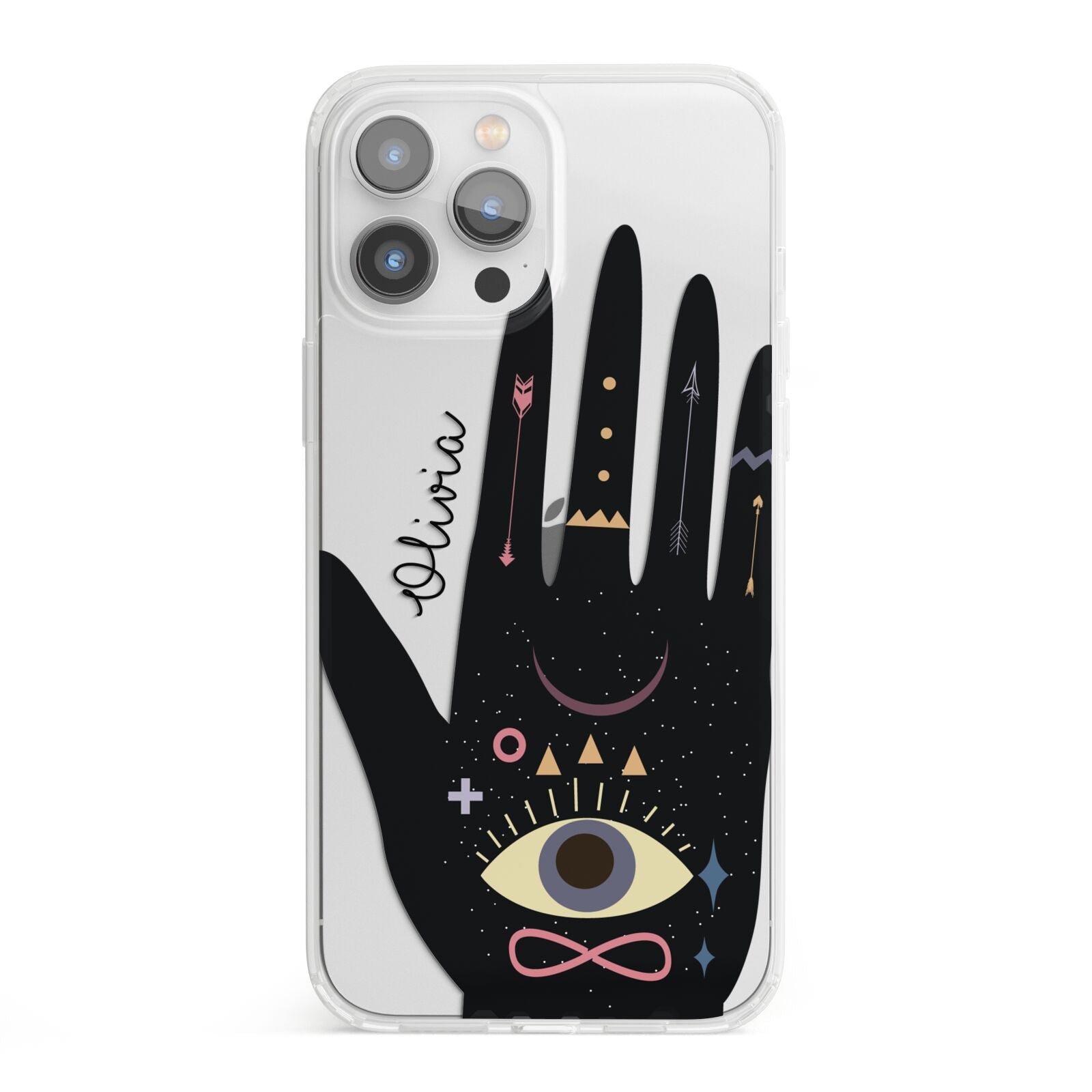 Celestial Hand with Text iPhone 13 Pro Max Clear Bumper Case