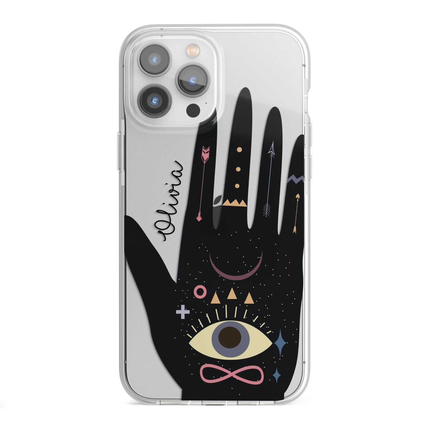 Celestial Hand with Text iPhone 13 Pro Max TPU Impact Case with White Edges