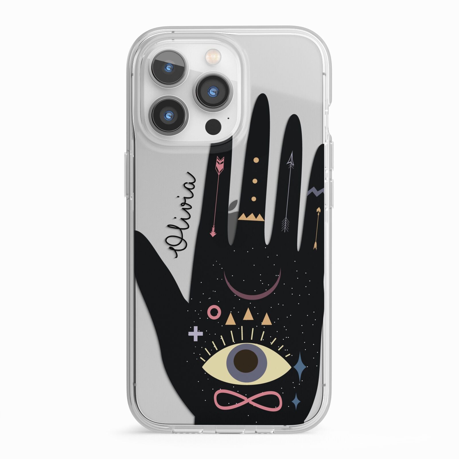 Celestial Hand with Text iPhone 13 Pro TPU Impact Case with White Edges