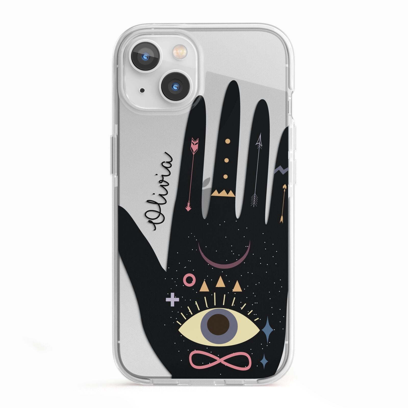 Celestial Hand with Text iPhone 13 TPU Impact Case with White Edges