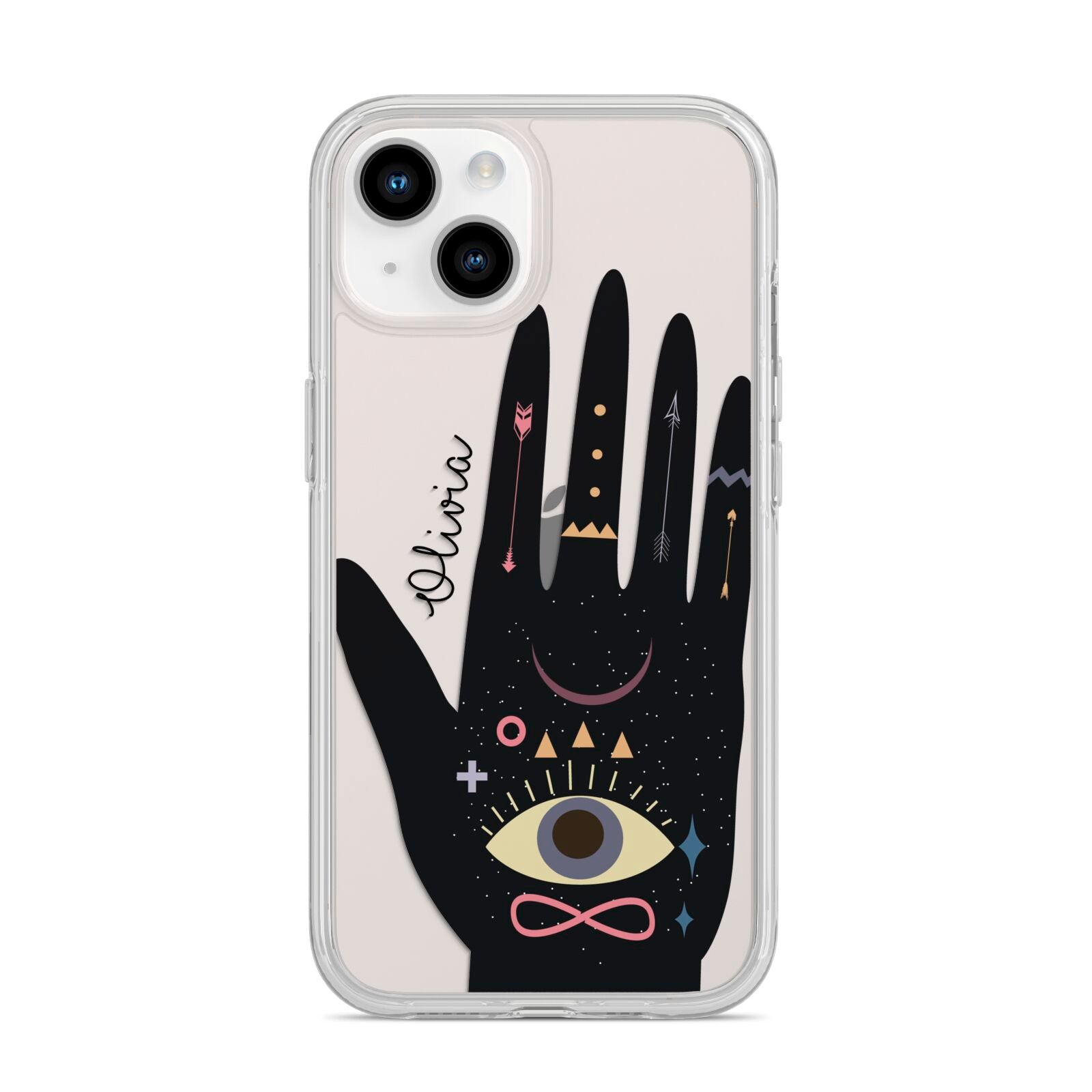 Celestial Hand with Text iPhone 14 Clear Tough Case Starlight