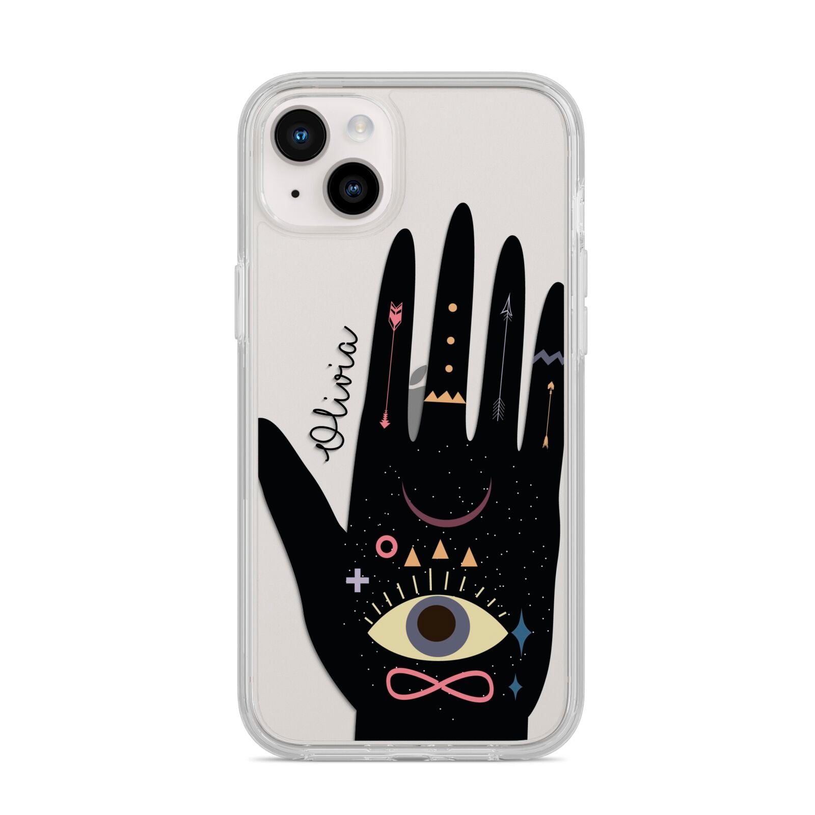 Celestial Hand with Text iPhone 14 Plus Clear Tough Case Starlight