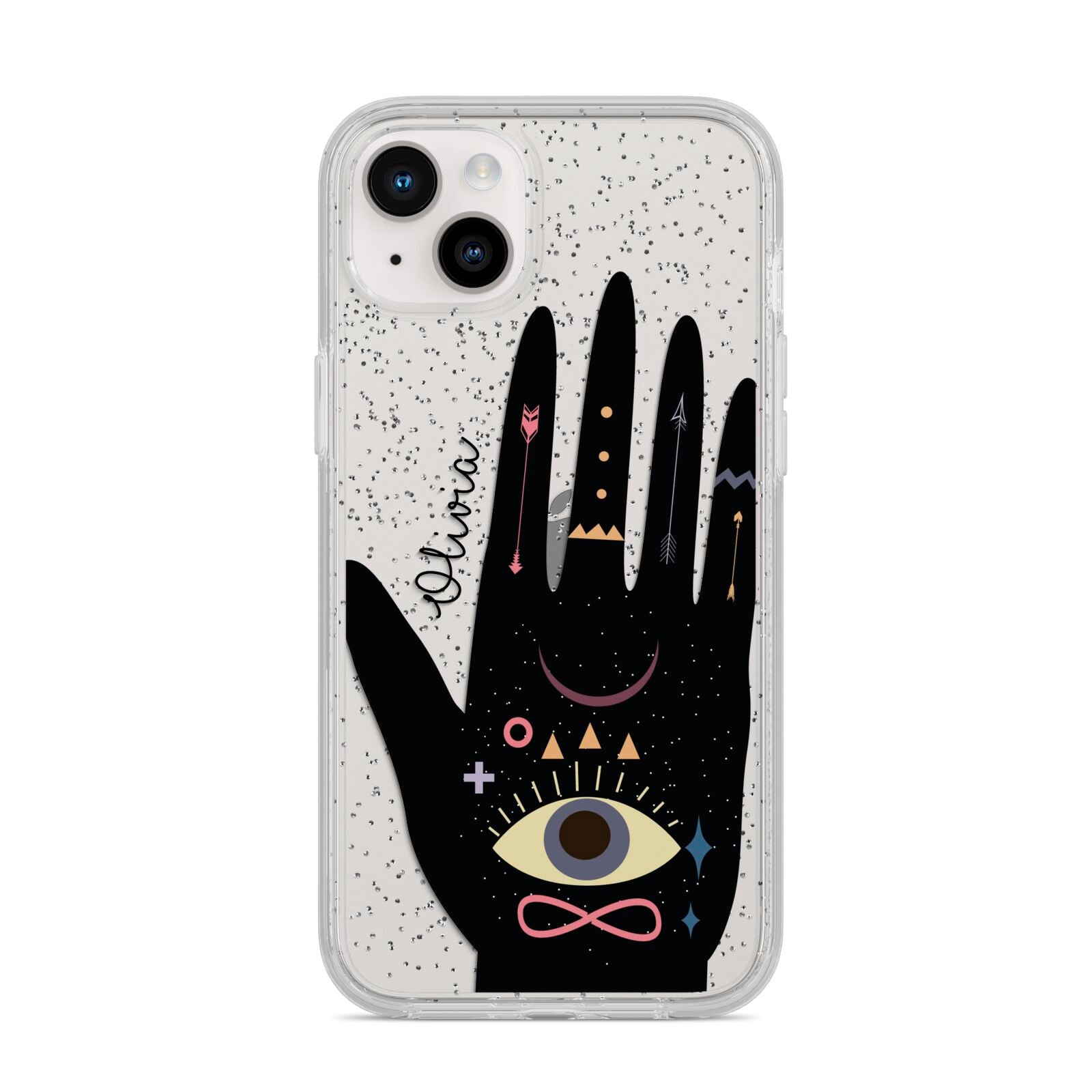 Celestial Hand with Text iPhone 14 Plus Glitter Tough Case Starlight