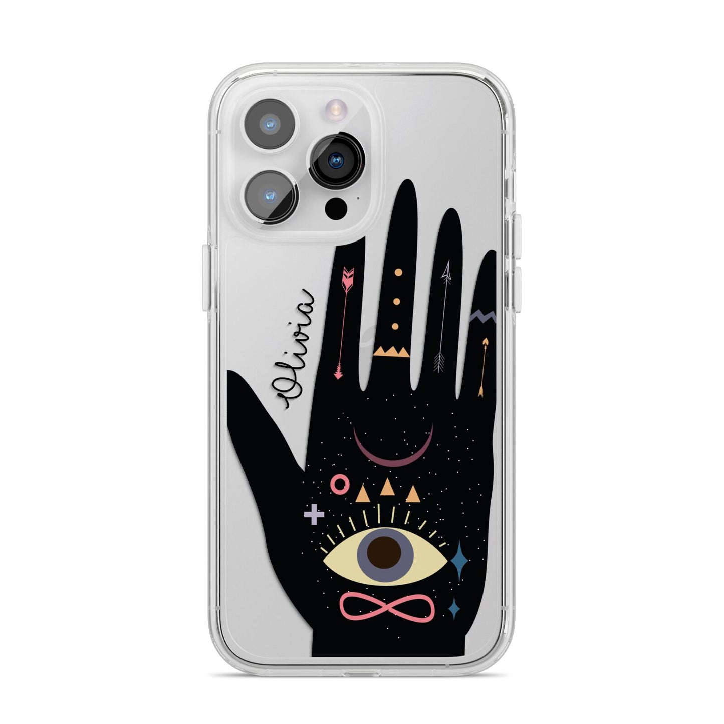 Celestial Hand with Text iPhone 14 Pro Max Clear Tough Case Silver