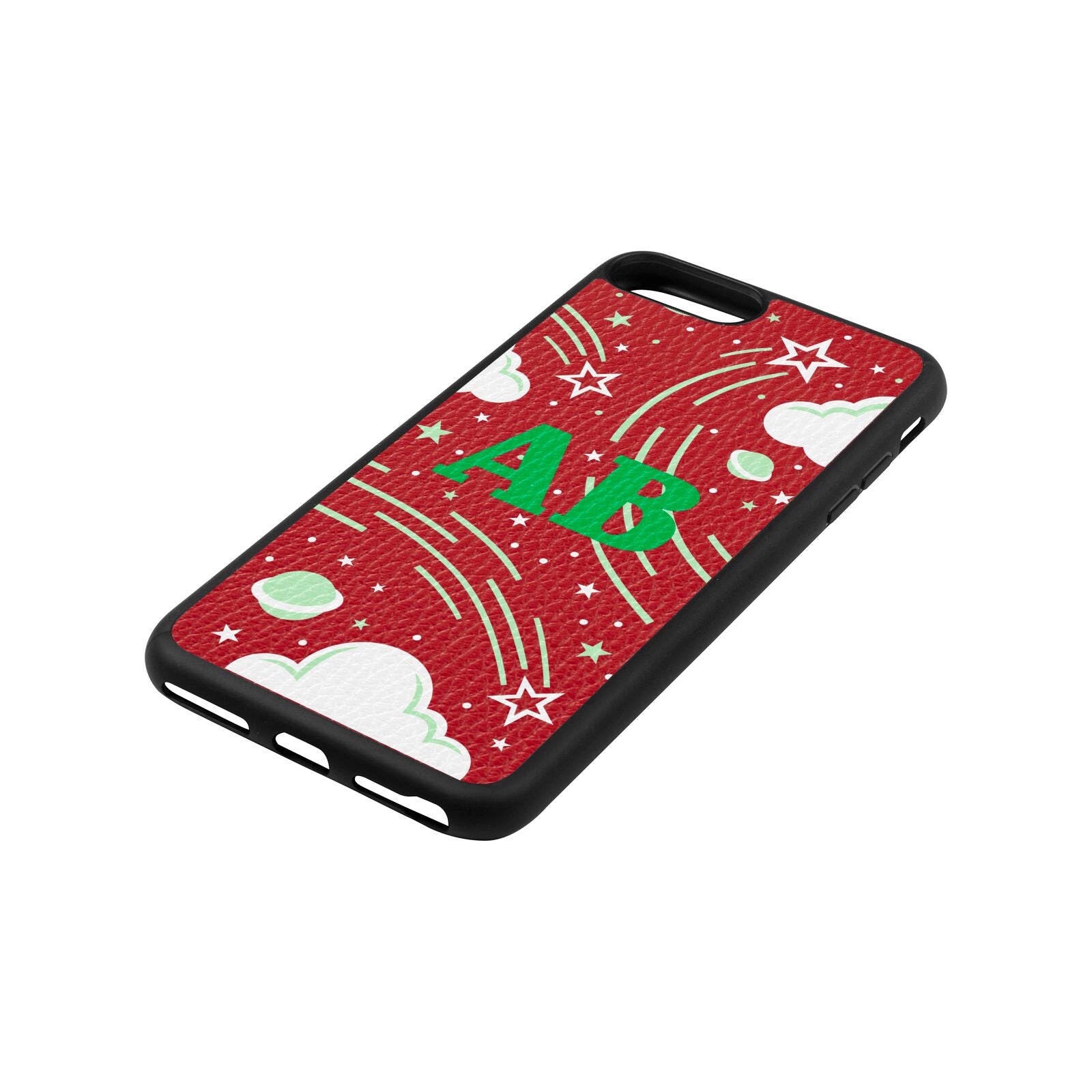 Celestial Red Pebble Leather iPhone 8 Plus Case Side Angle