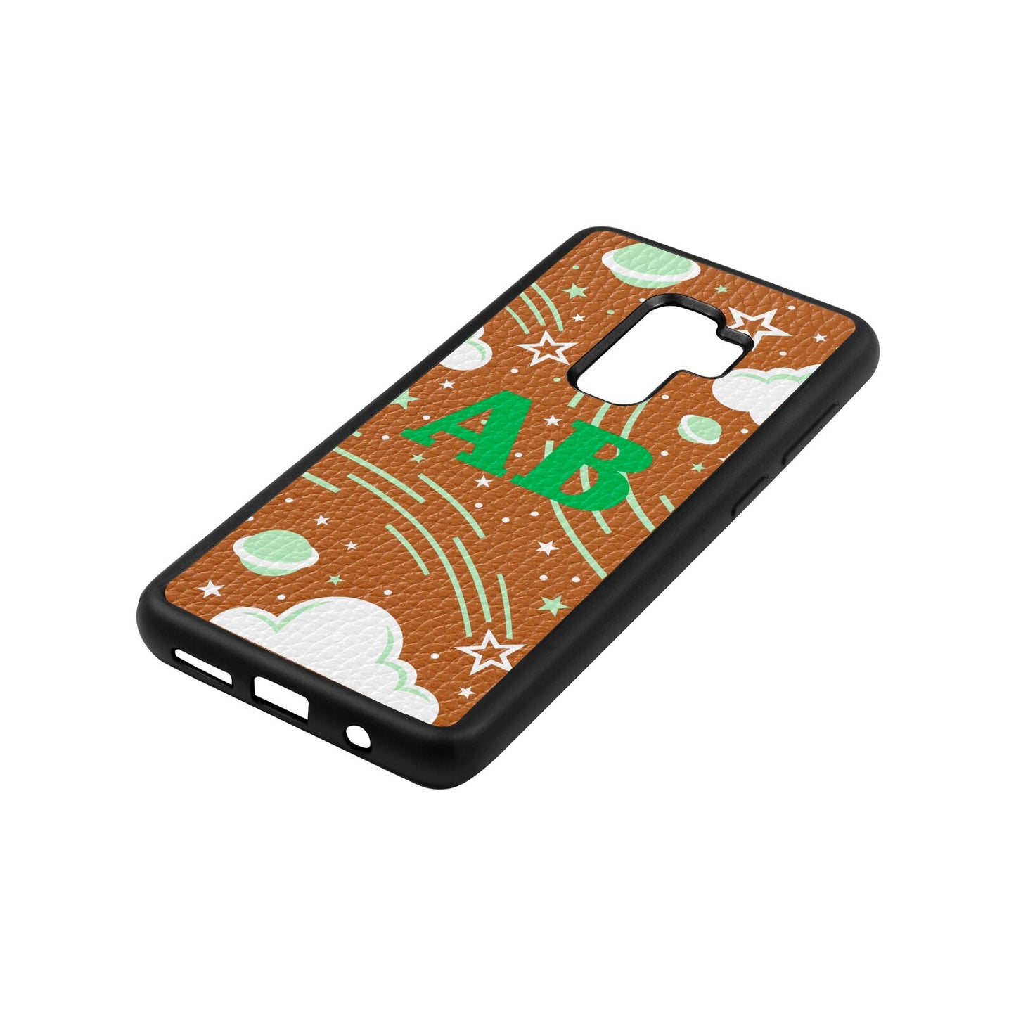 Celestial Tan Pebble Leather Samsung S9 Plus Case Side Angle