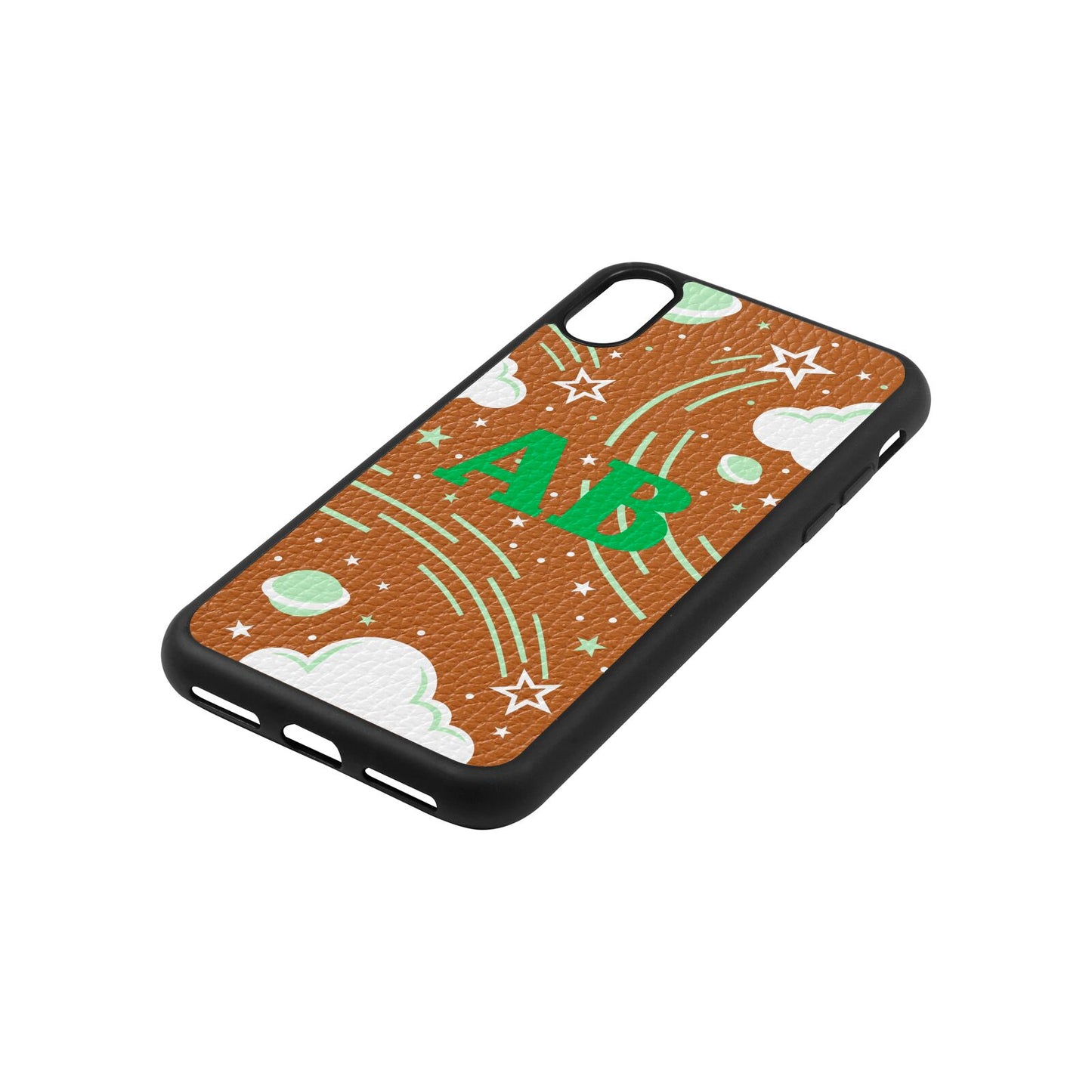 Celestial Tan Pebble Leather iPhone Xs Case Side Angle