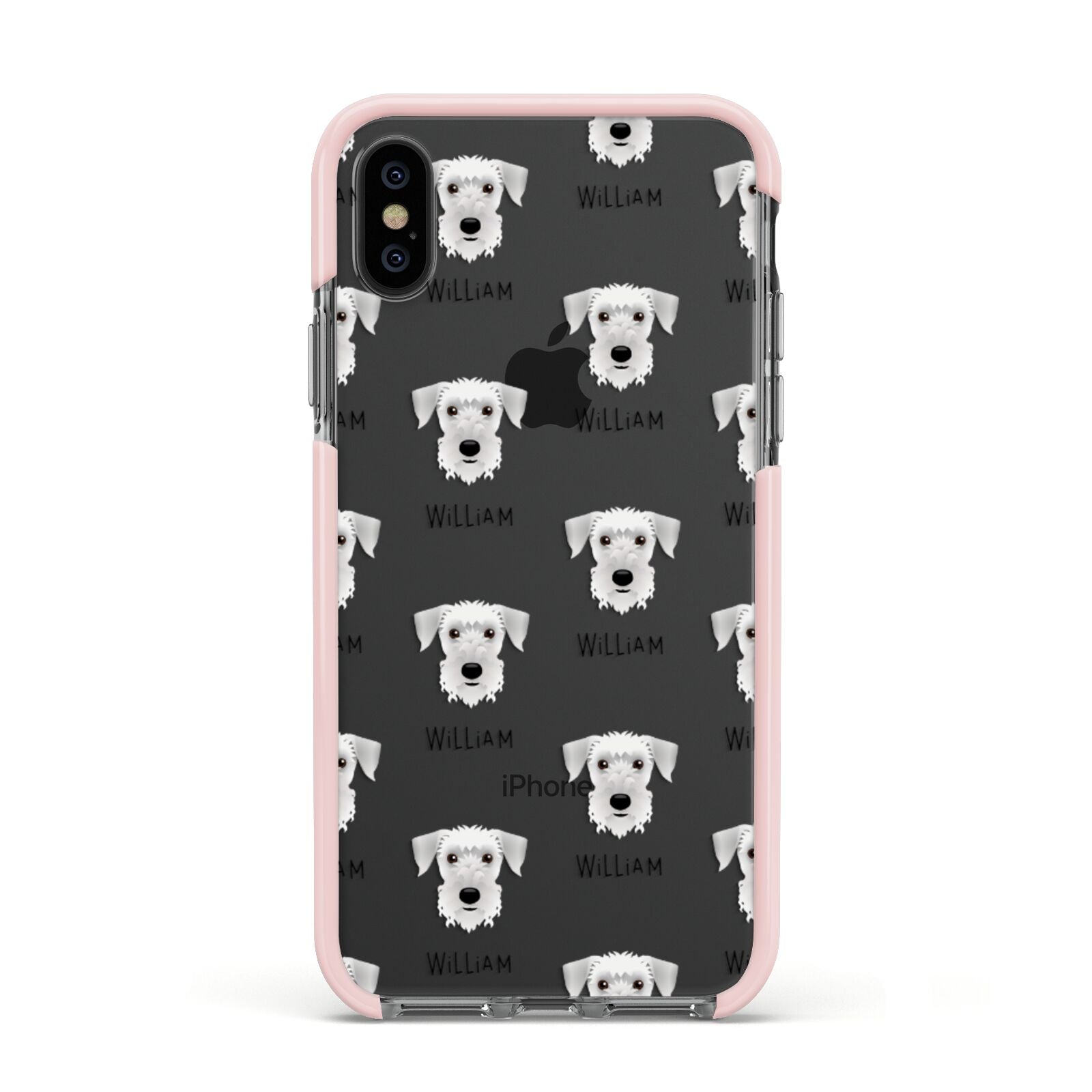 Cesky Terrier Icon with Name Apple iPhone Xs Impact Case Pink Edge on Black Phone