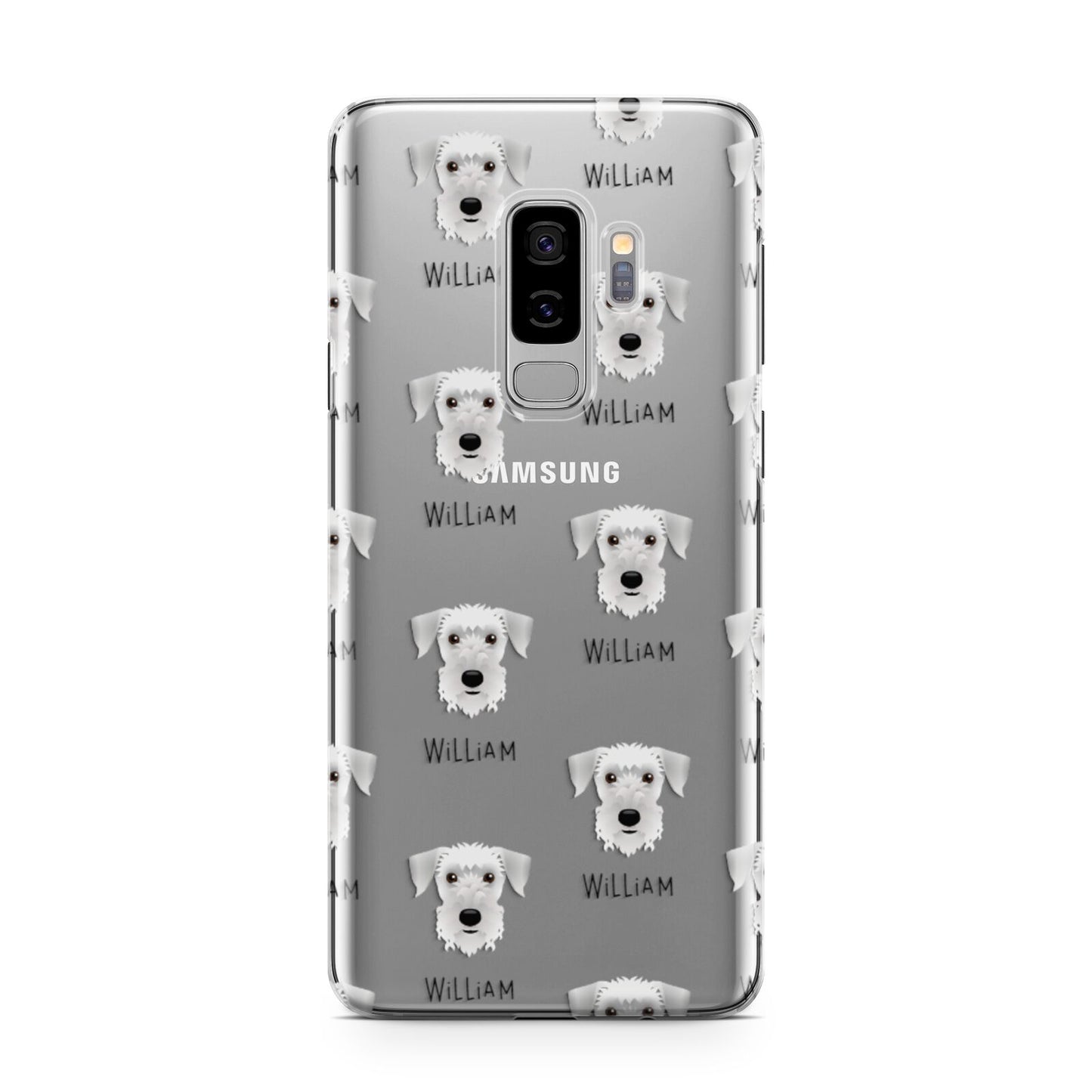 Cesky Terrier Icon with Name Samsung Galaxy S9 Plus Case on Silver phone