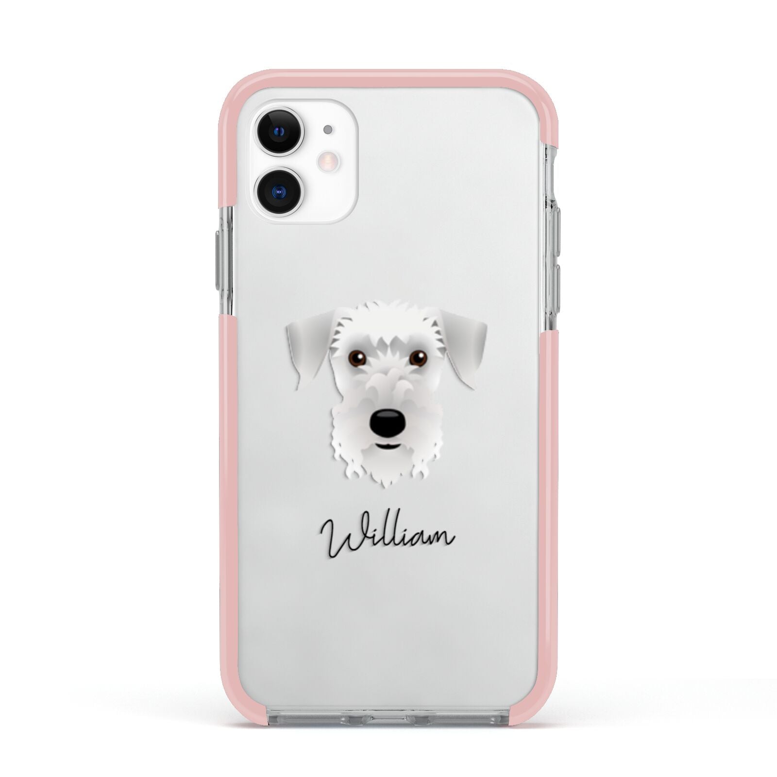 Cesky Terrier Personalised Apple iPhone 11 in White with Pink Impact Case