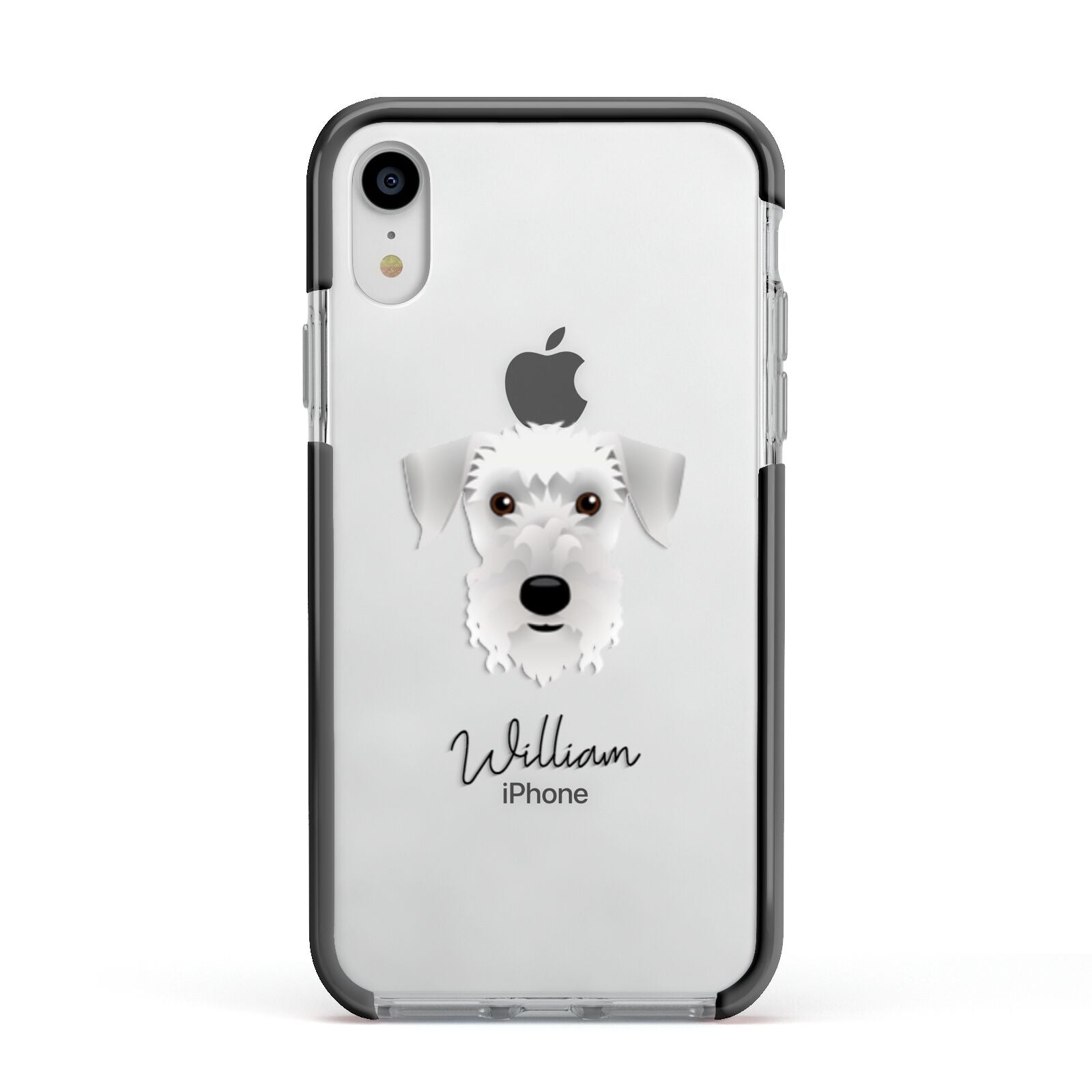 Cesky Terrier Personalised Apple iPhone XR Impact Case Black Edge on Silver Phone