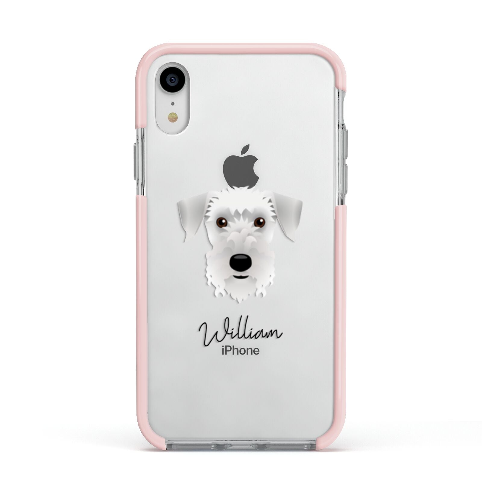 Cesky Terrier Personalised Apple iPhone XR Impact Case Pink Edge on Silver Phone