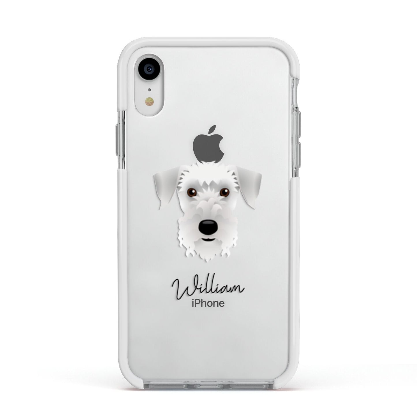 Cesky Terrier Personalised Apple iPhone XR Impact Case White Edge on Silver Phone