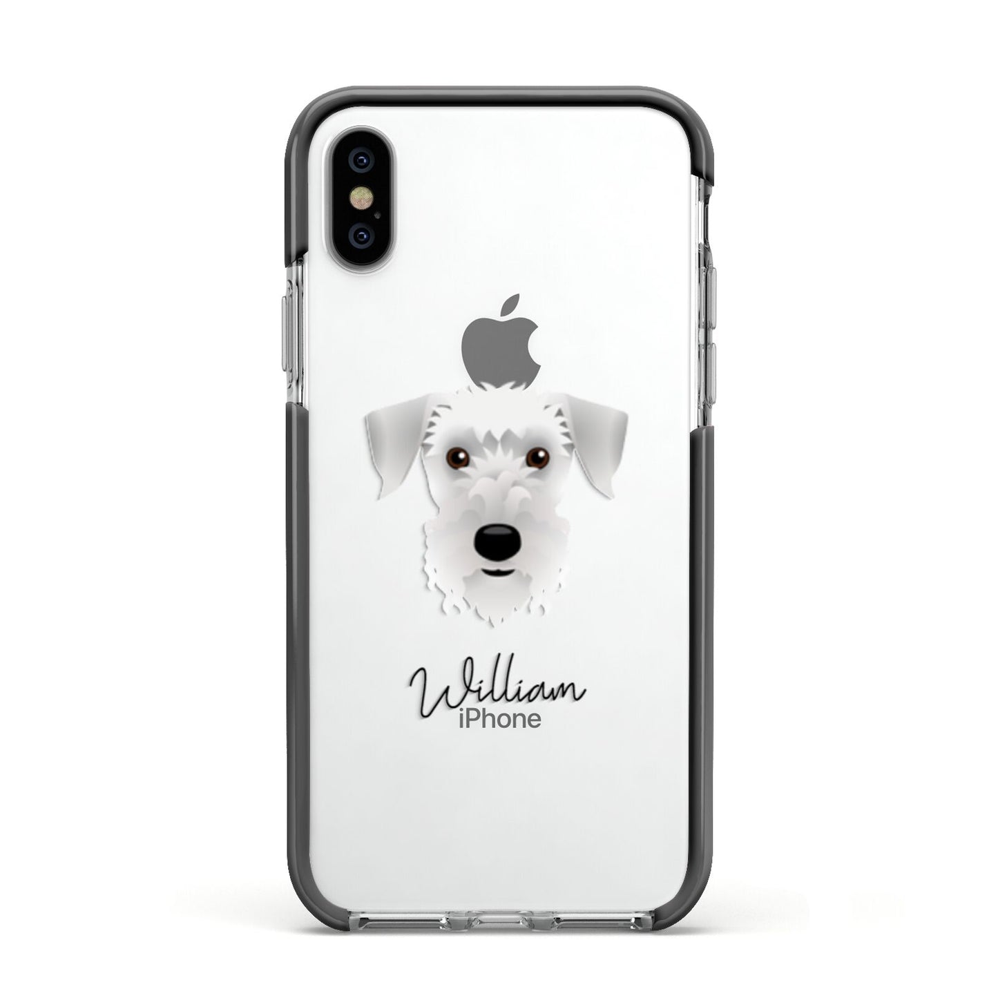 Cesky Terrier Personalised Apple iPhone Xs Impact Case Black Edge on Silver Phone