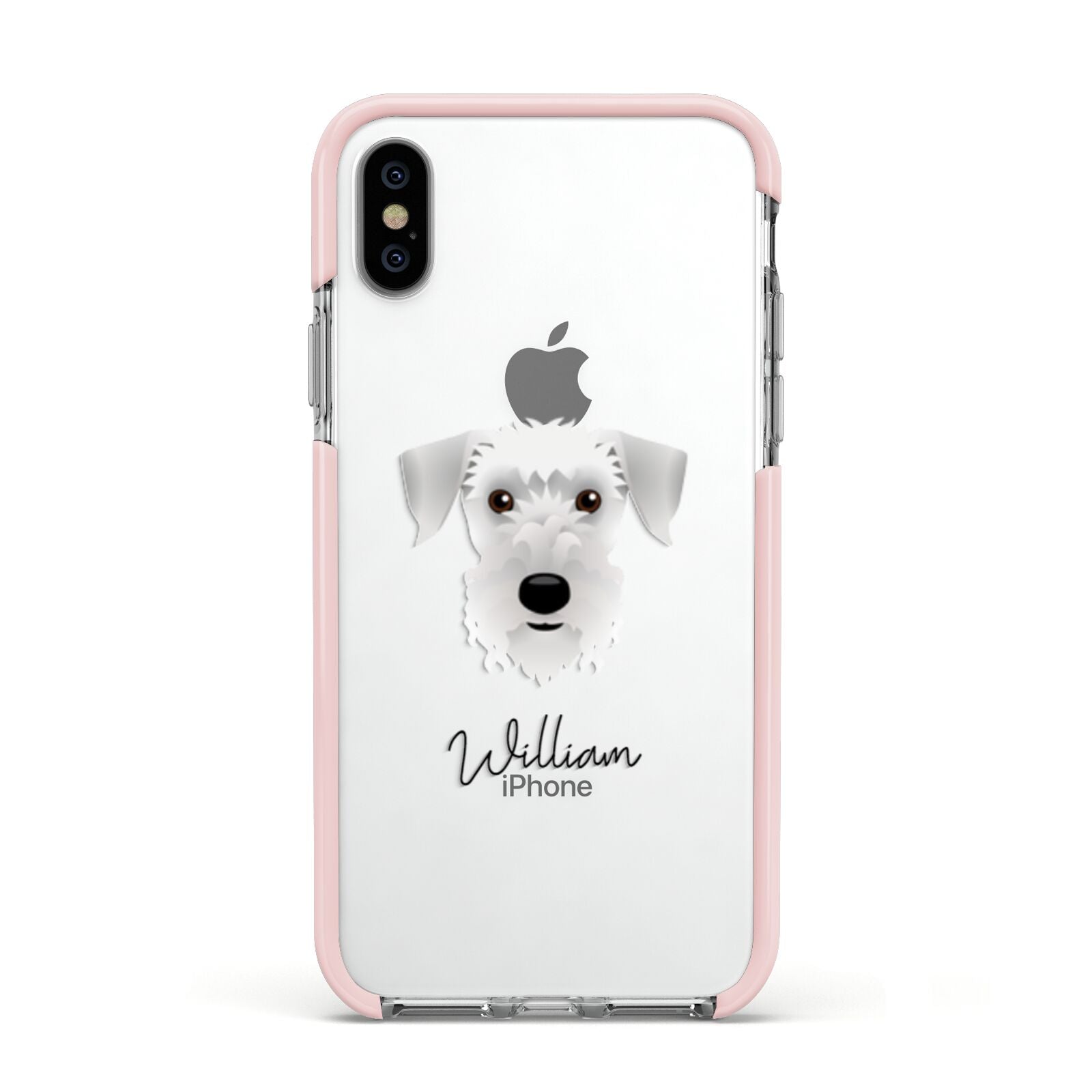 Cesky Terrier Personalised Apple iPhone Xs Impact Case Pink Edge on Silver Phone