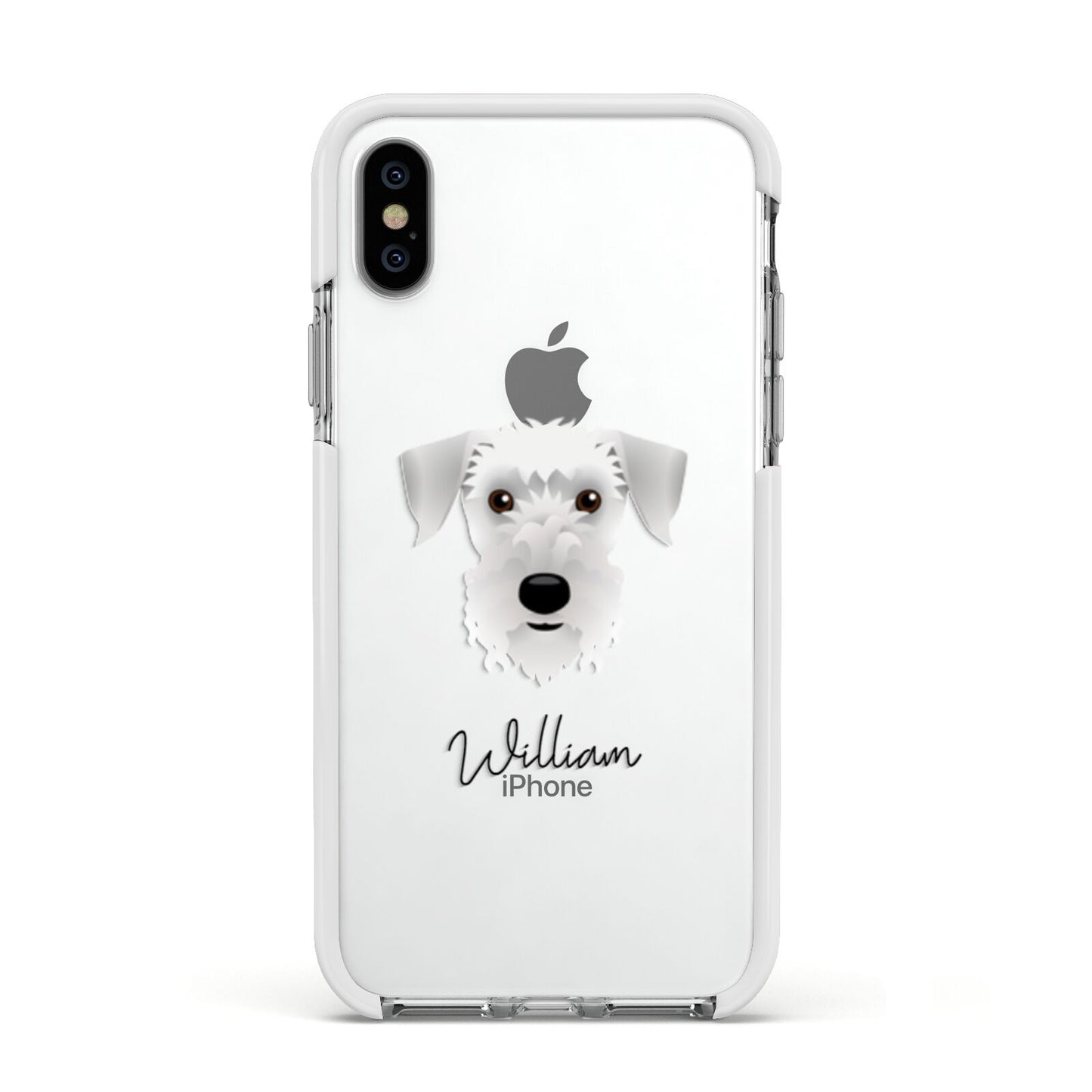 Cesky Terrier Personalised Apple iPhone Xs Impact Case White Edge on Silver Phone