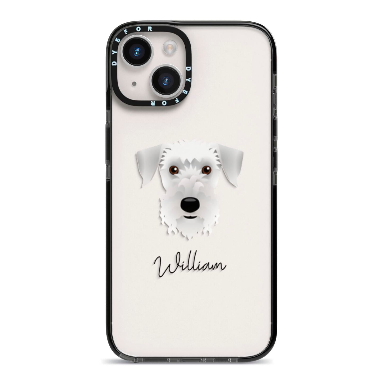 Cesky Terrier Personalised iPhone 14 Black Impact Case on Silver phone