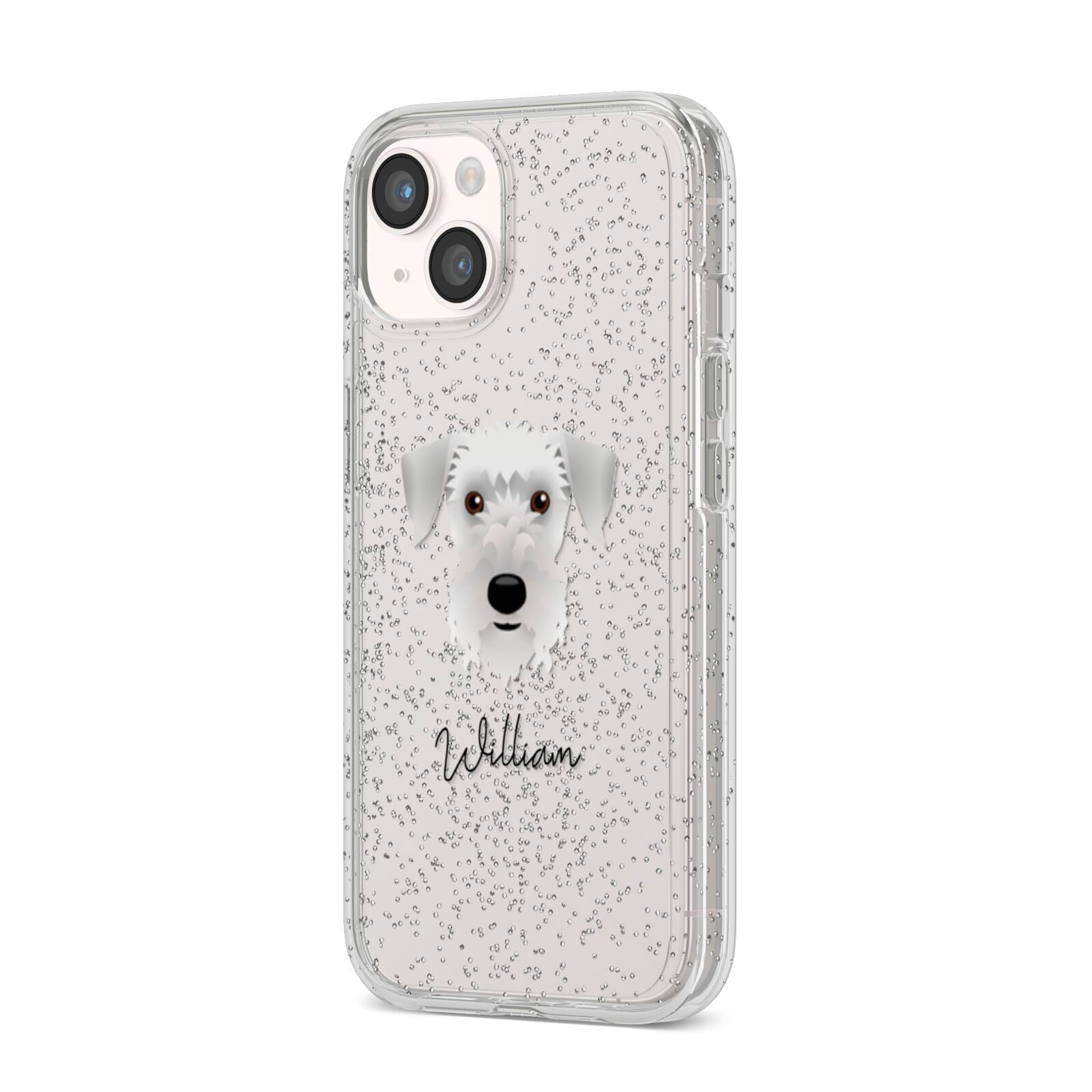 Cesky Terrier Personalised iPhone 14 Glitter Tough Case Starlight Angled Image