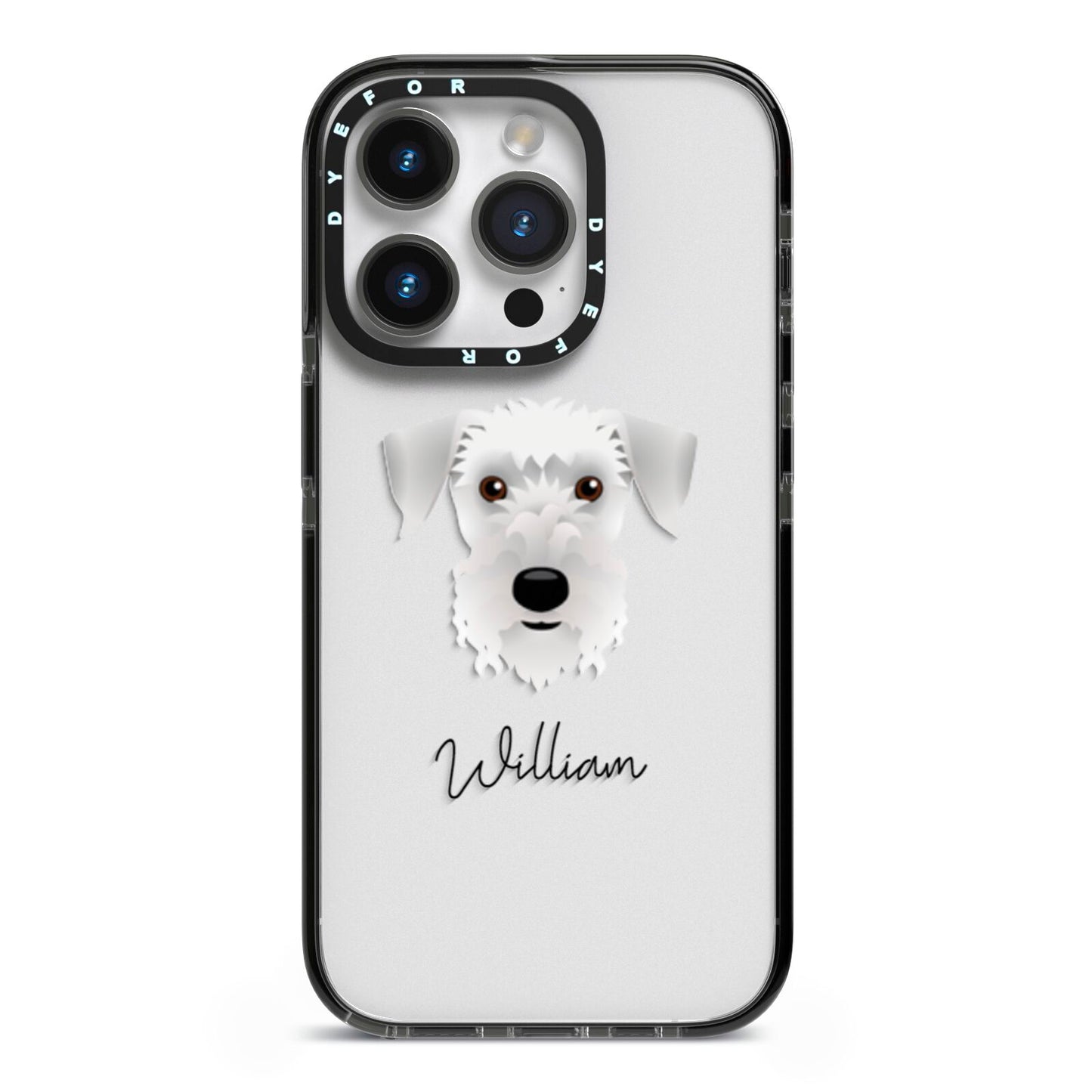 Cesky Terrier Personalised iPhone 14 Pro Black Impact Case on Silver phone