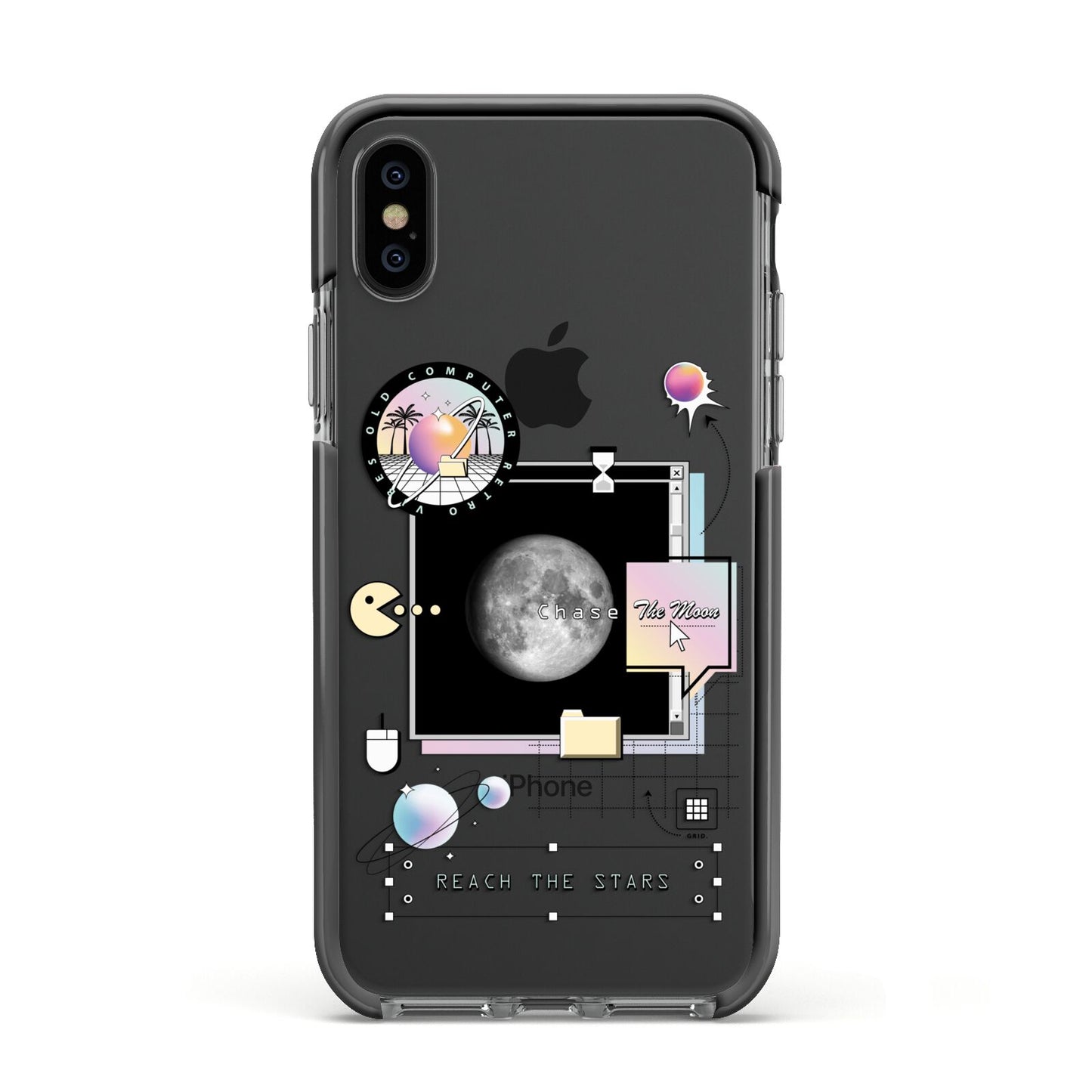 Chase The Moon Apple iPhone Xs Impact Case Black Edge on Black Phone