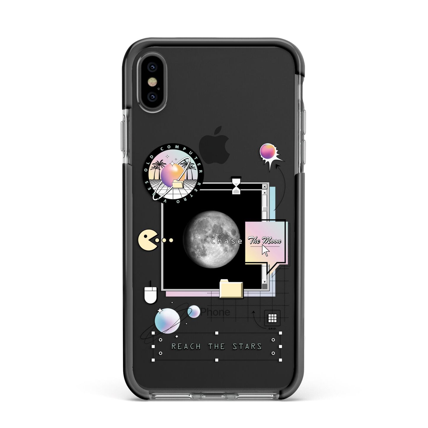 Chase The Moon Apple iPhone Xs Max Impact Case Black Edge on Black Phone