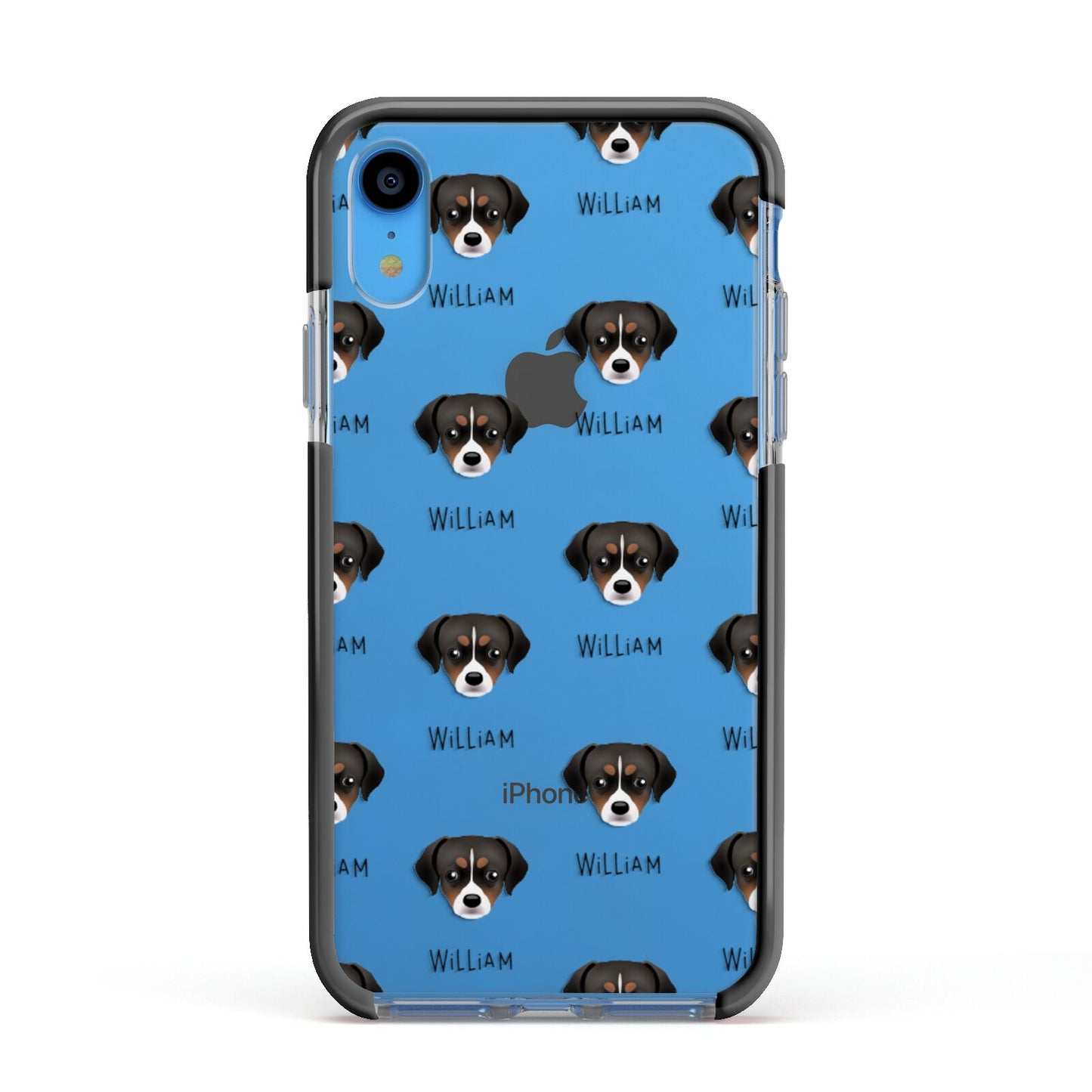 Cheagle Icon with Name Apple iPhone XR Impact Case Black Edge on Blue Phone