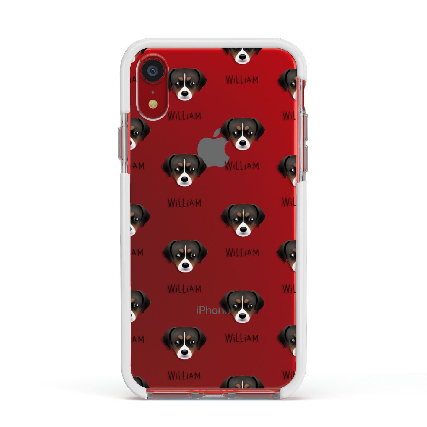 Cheagle Icon with Name Apple iPhone XR Impact Case White Edge on Red Phone